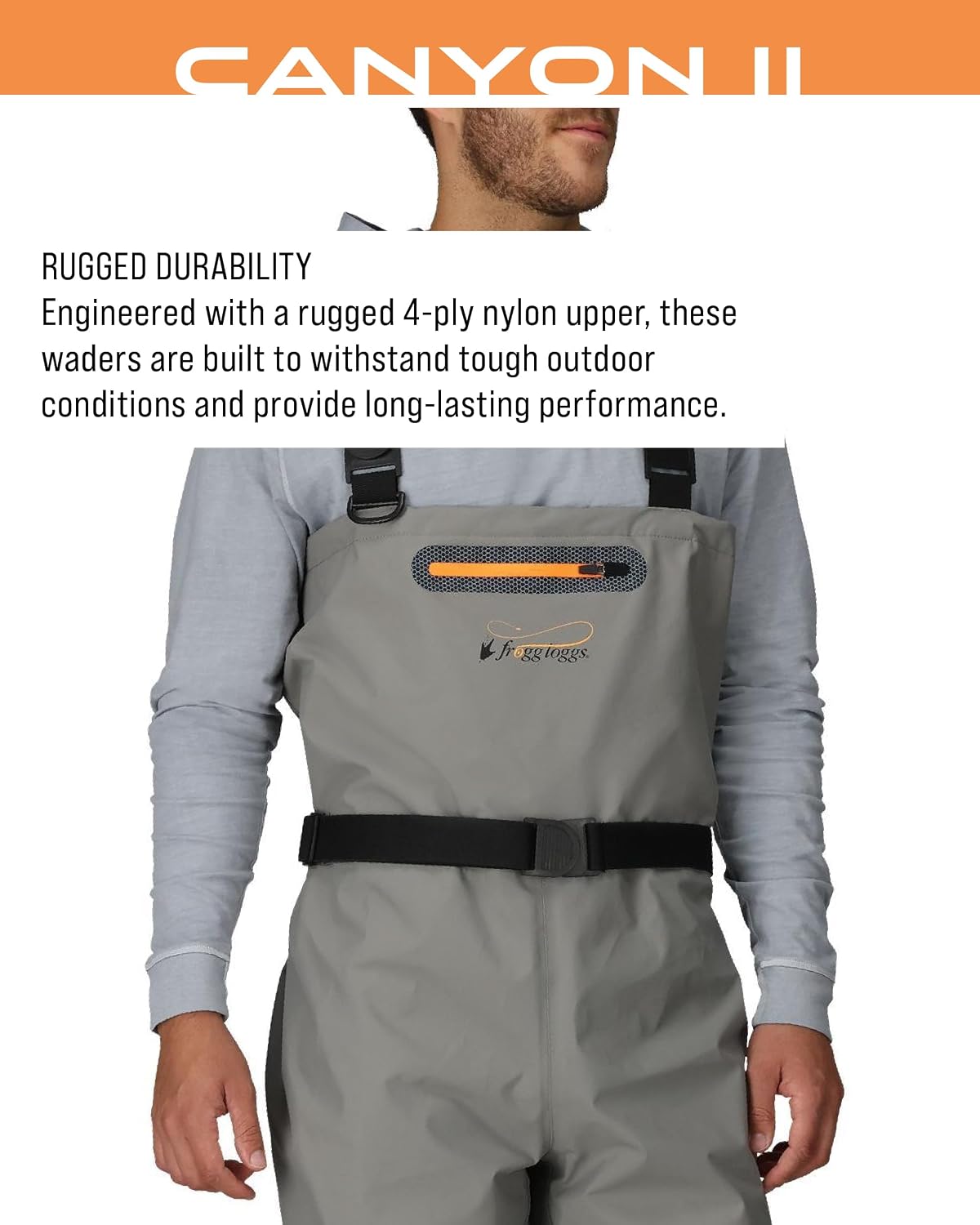 FROGG TOGGS Canyon II Breathable Waterproof Stockingfoot Fishing Chest Wader for Fishing