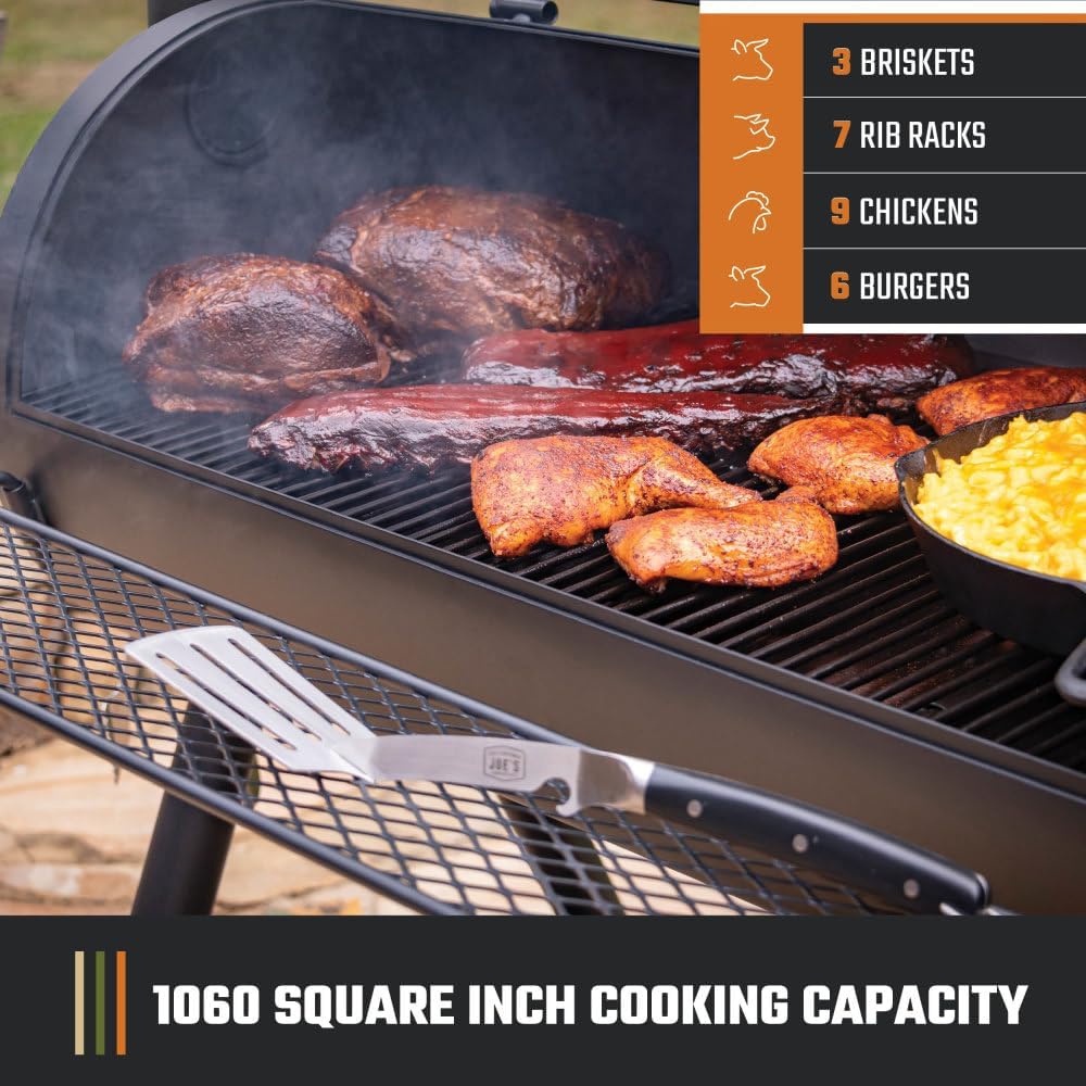 Oklahoma Joe's Longhorn Offset Charcoal Smoker and Grill with 1060 sq. in. Cooking Area in Black