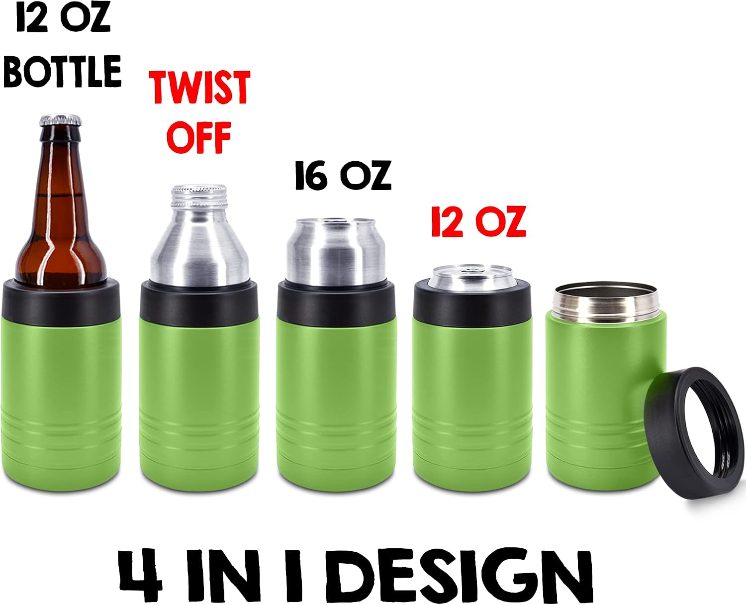 Clear Water Home Goods 12 oz 4-in-1 Stainless Steel Can Cooler (6-Pack)