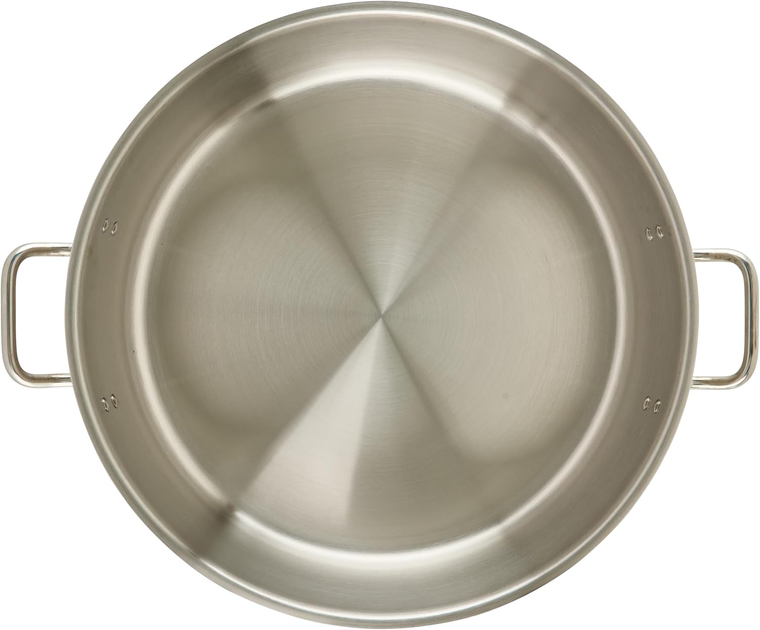 Winco 15 qt Stainless Steel Brazier Pan with Lid | Flat bottom, Wide base, Riveted handles, Induction safe, Great for Braising, Simmering, Batch Cooking and Restaurant Kitchens