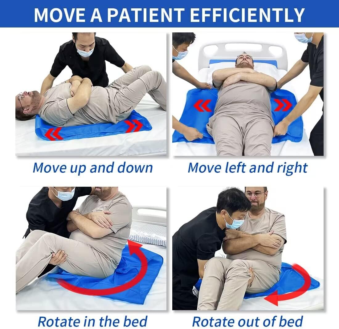 EZ Assistive 56"*78" Flat Slide Sheet Reusable and Washable Patient Transfer Sheet for Patient in-Bed Transferring and Repositioning Easy Apply and