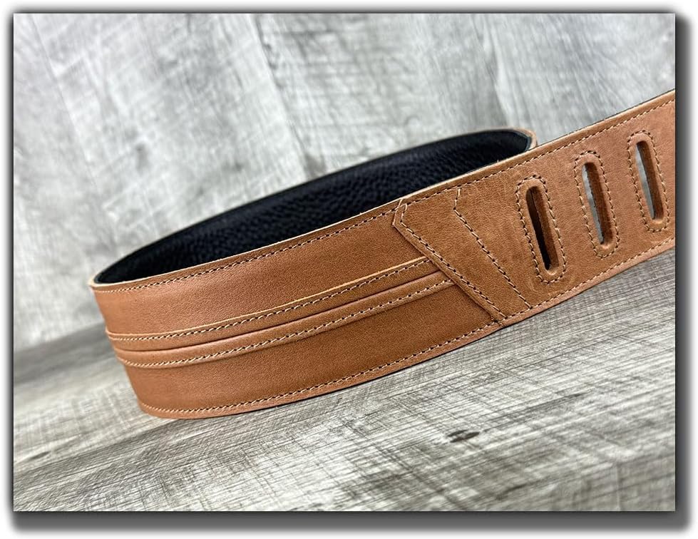 The Original Straight Up Full Grain Padded Leather Guitar Strap - For Electric, Acoustic and Bass Guitars