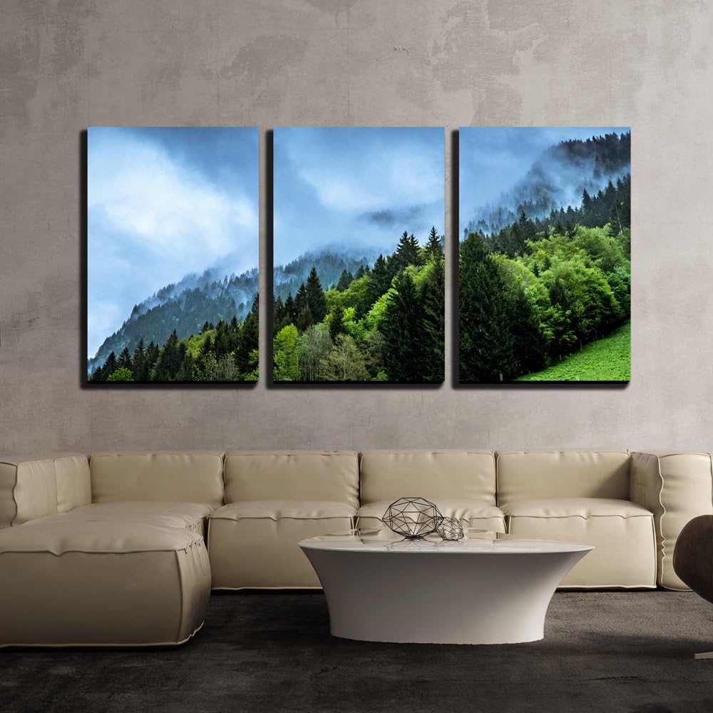 wall26 - 3 Piece Canvas Wall Art - Blue Ocean Waves - Modern Home Art Stretched and Framed Ready to Hang - 16"x24"x3 Panels