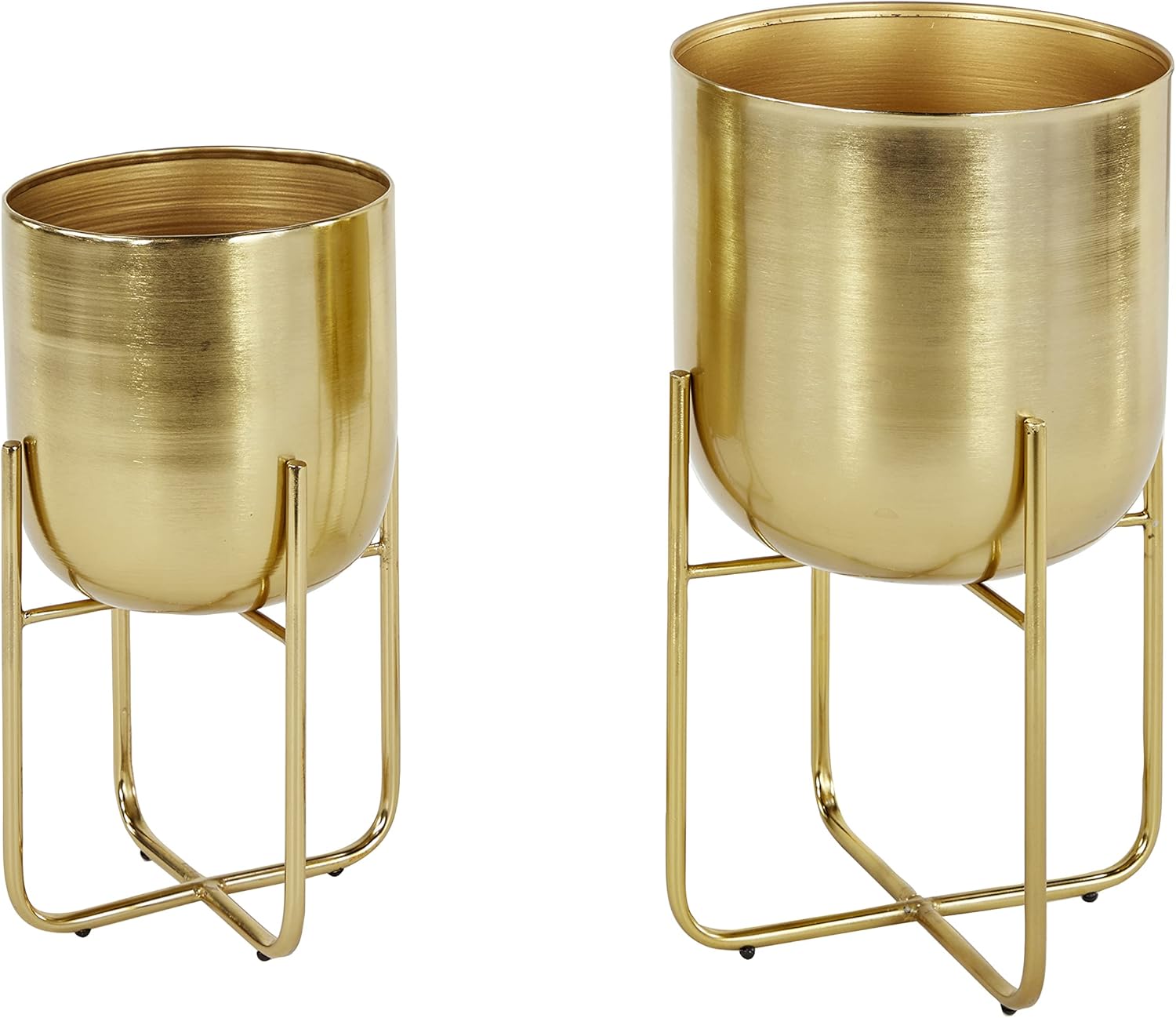 Deco 79 Metal Round Planter with Removable Stand, Set of 2 16", 13"H, Black