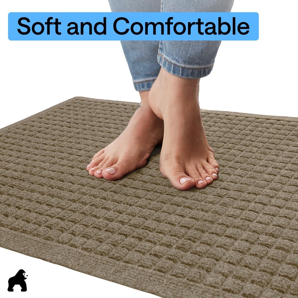 GORILLA GRIP® HydroABSORB Door Mat for Indoor Outdoor Use, 29x17 Black