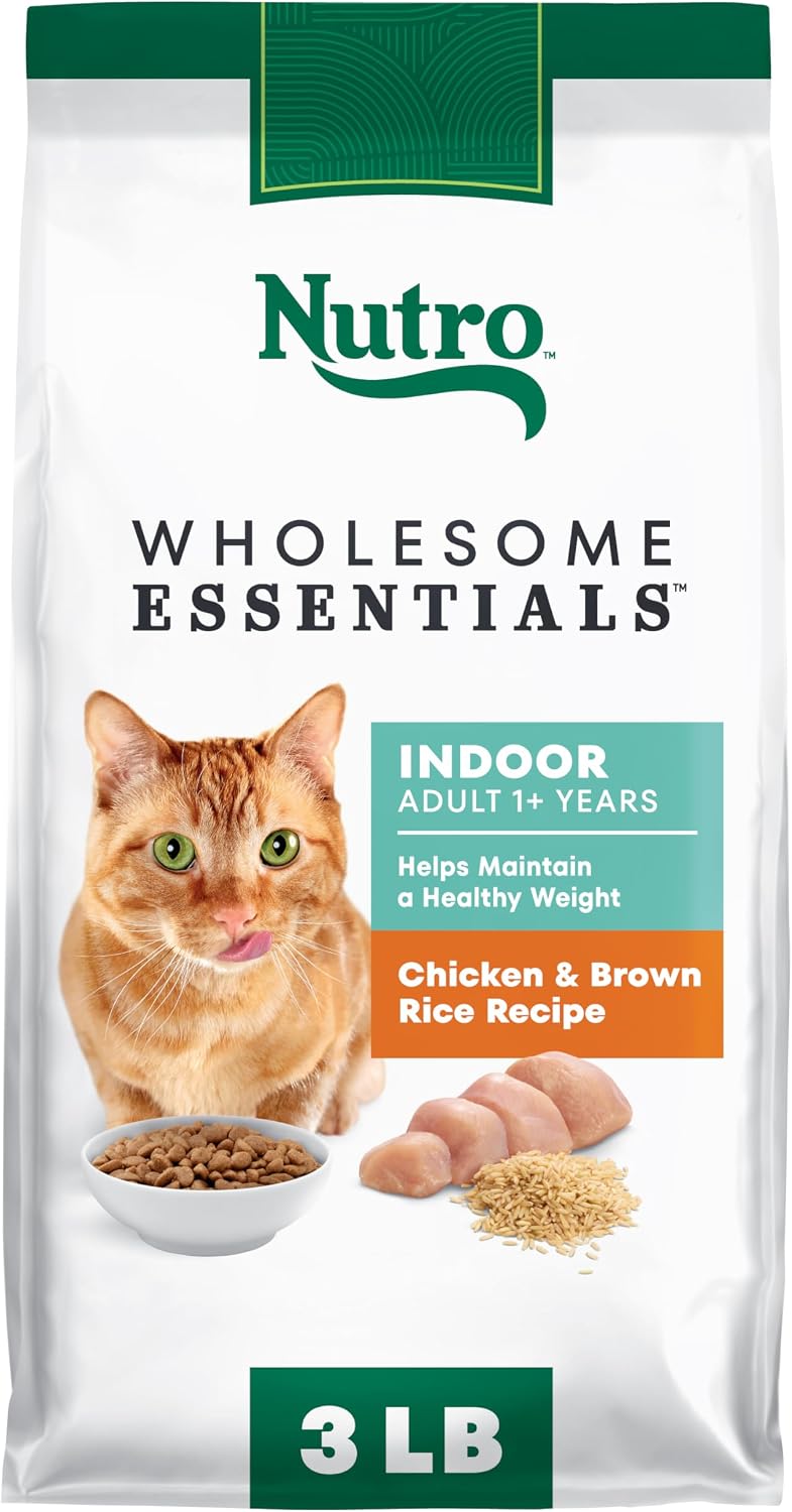 Nutro Wholesome Essentials Indoor Adult Dry Cat Food, Chicken & Rice, 14 lb | Real chicken #1 ingredient, natural prebiotic fiber for digestion, Vitamin E & Selenium antioxidants, supports whole body