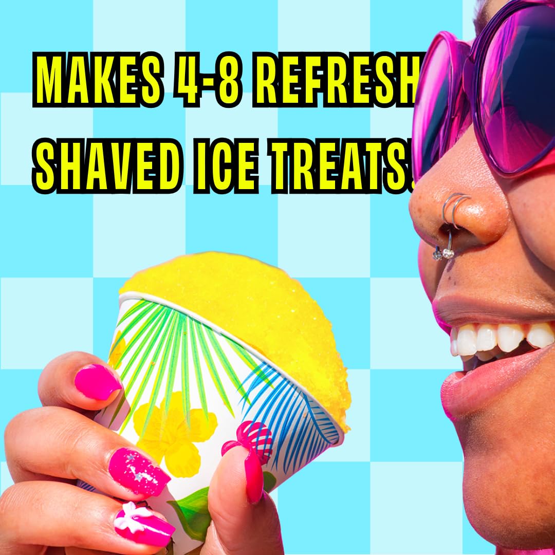 Hawaiian Shaved Ice Blue Raspberry Syrup - Made Nut Soy Dairy Free in the USA - Flavor Fluffy Shaved & Crunchy Snow Cone - Shelf Stable After Opening - Makes 8 Servings - 16 ounces