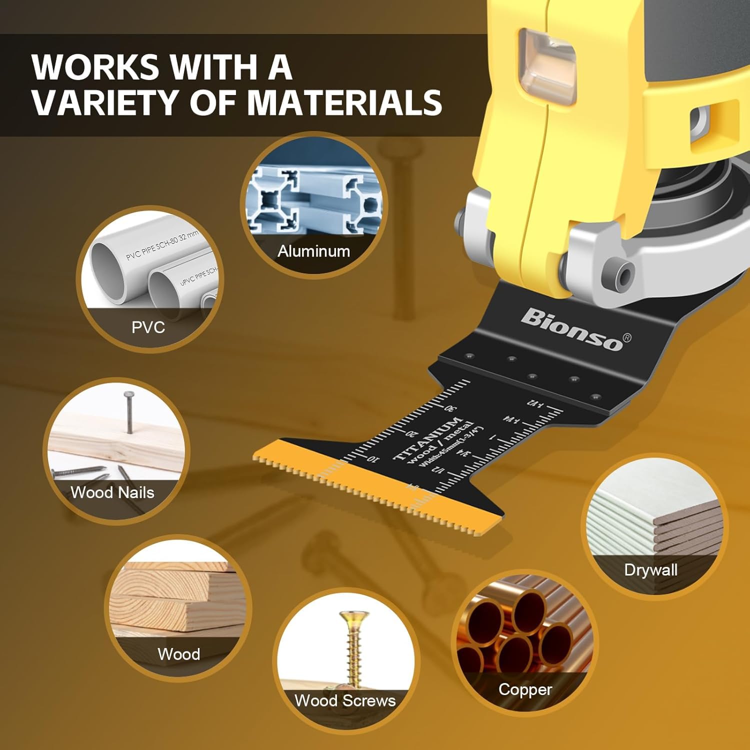 Bionso 40 PCS Oscillating Saw Blades, Premium Multitool Kit for Wood Metal Plastics, Tool Blades Fit Dewalt Worx Rockwell Wen Milwaukee Makita Ryobi Bosch Fein Porter Genesis Black
