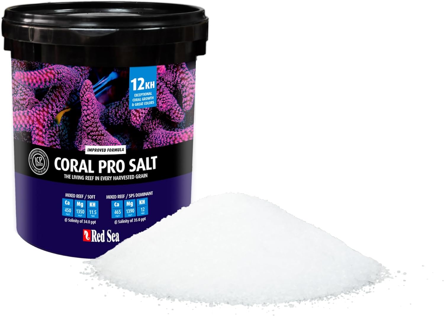 Red Sea Coral Pro Reef Salt Mix Small Bucket - Makes 55 Gallons Complete Marine Saltwater Aquarium Advanced Formula Optimal Coral Health & Stability