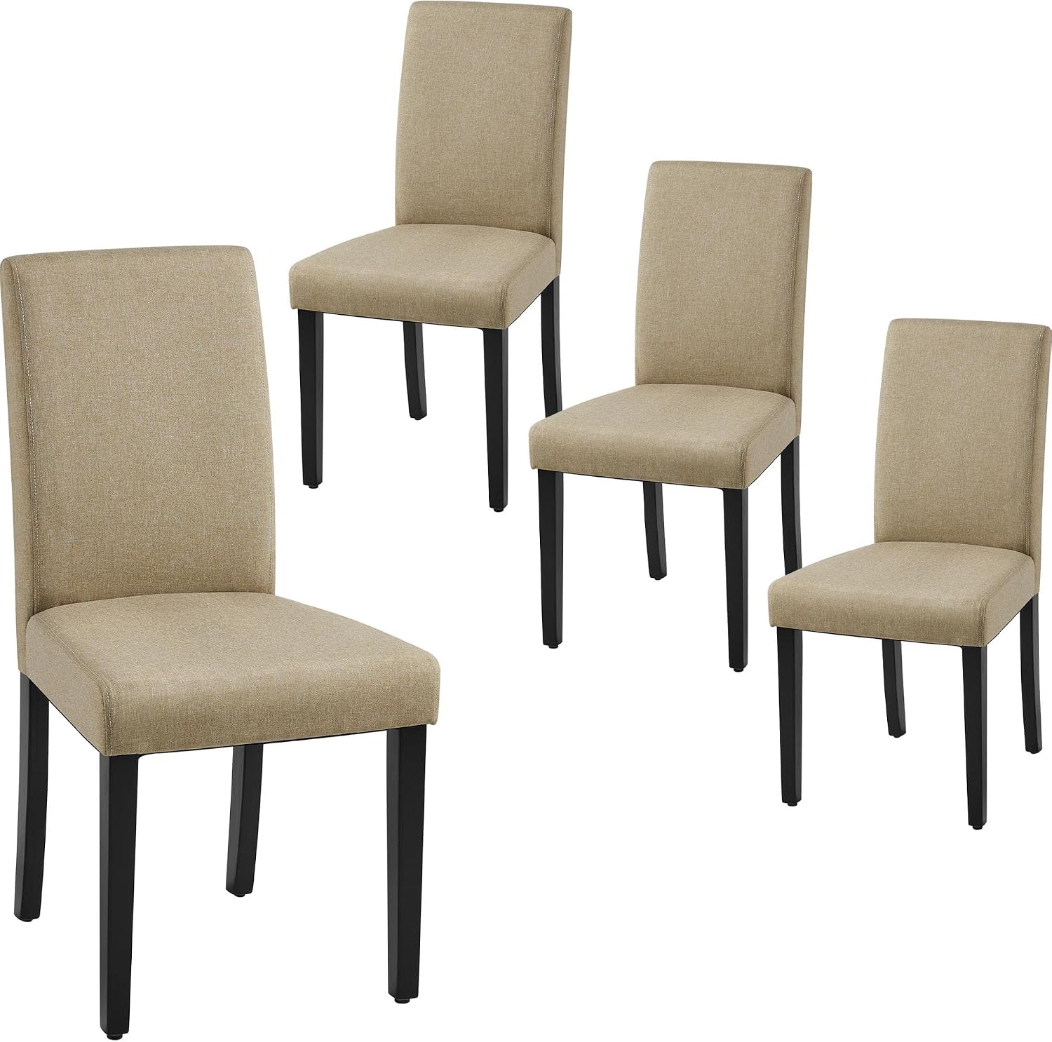 Yaheetech Dining Chairs Set of 4 Upholstered Kitchen Chairs Black