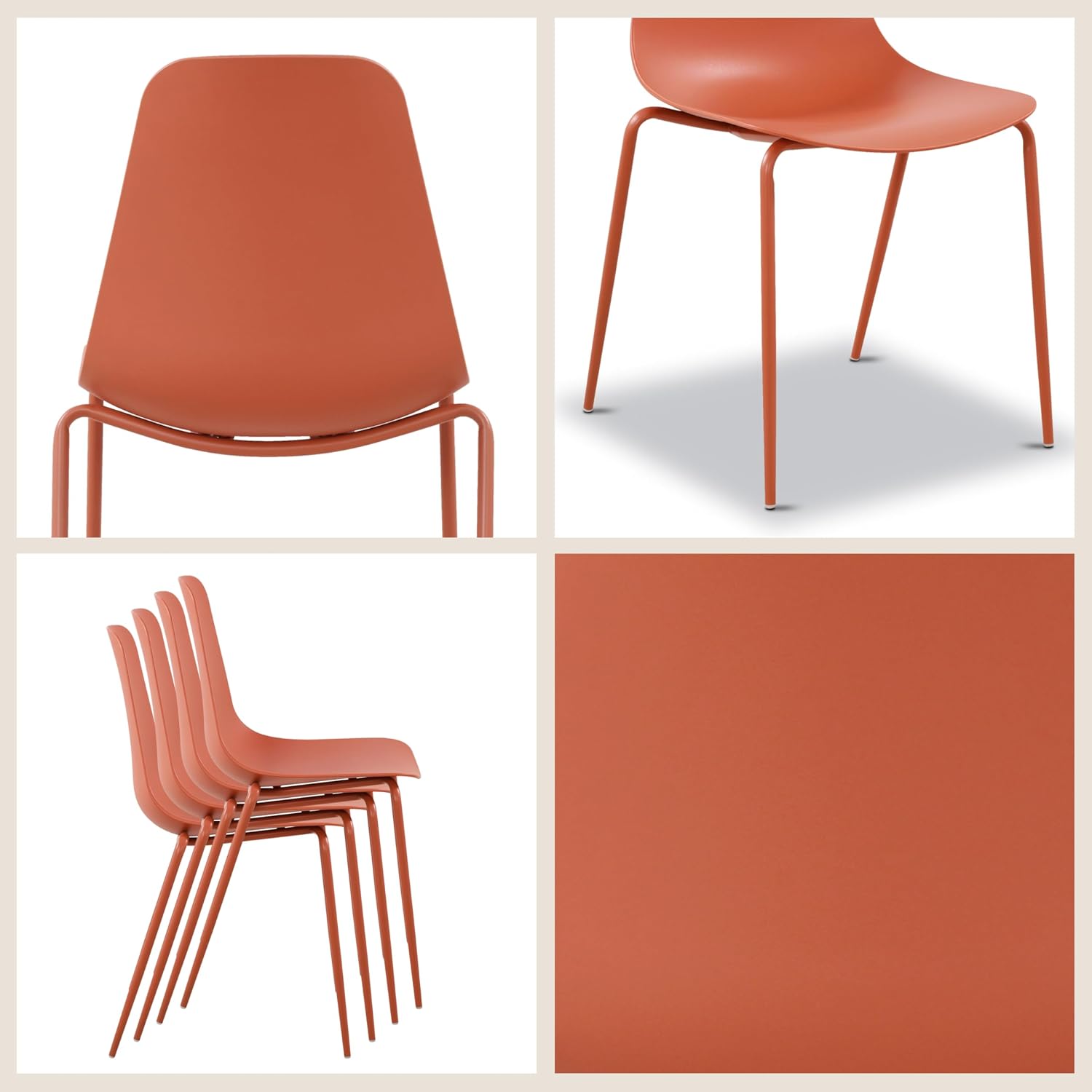 Poly & BARK Isla Modern Kitchen Chairs Set of 4 - Plastic Dining Chair with Metal Legs - Quick Assembly Simple Cafe Chairs Plastic for Indoor or