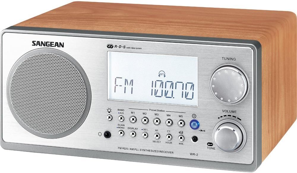 Sangean WR-2 FM-RBDS AMWooden Cabinet Digital Tuning Receiver (Walnut) (Renewed)