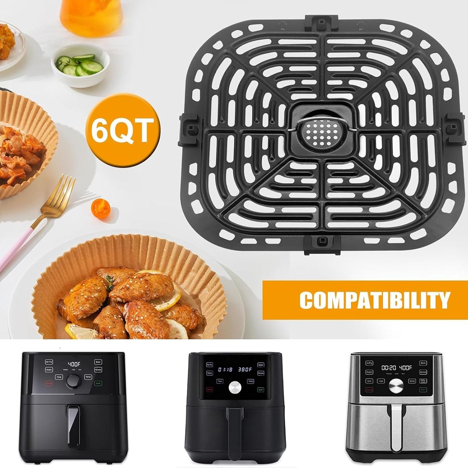 GXF Air Fryer Grill Pan for Instant Pot Vortex Plus 6 in 1 5.7QT 6 QT Gourmia GAF735 6 QT Air Fryer