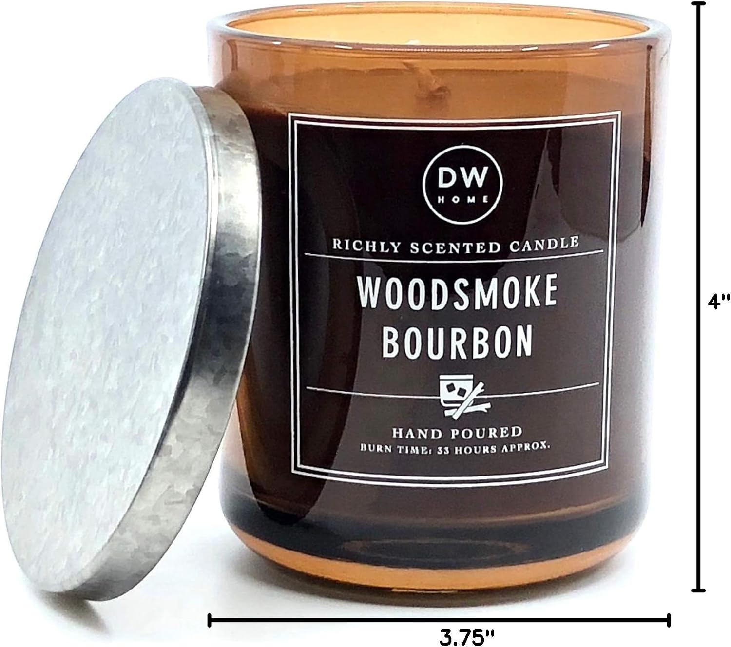 DW Home Warm Tobacco Pipe Scented Candles, 15 oz Large Double Wick Jar, Up to 56 Hour Burn Time, Strong Long Lasting Woodsy Fragrance, Gifts for Men & Women