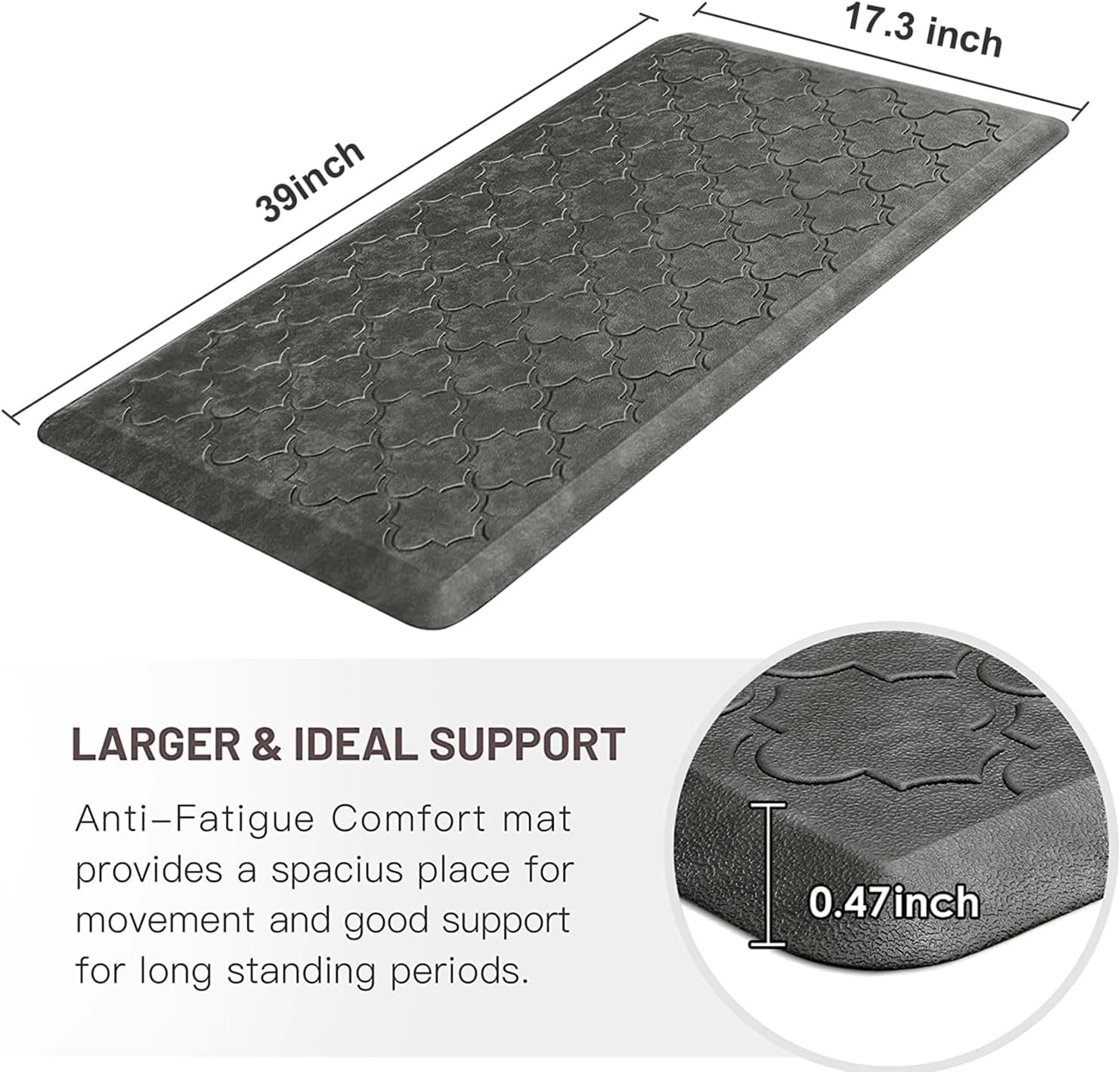 WISELIFE Kitchen Mat Cushioned Anti Fatigue Floor Mat, 17.3"x60", Thick Non Slip Waterproof Kitchen Rugs and Mats, Standing Mat for Floor, Home