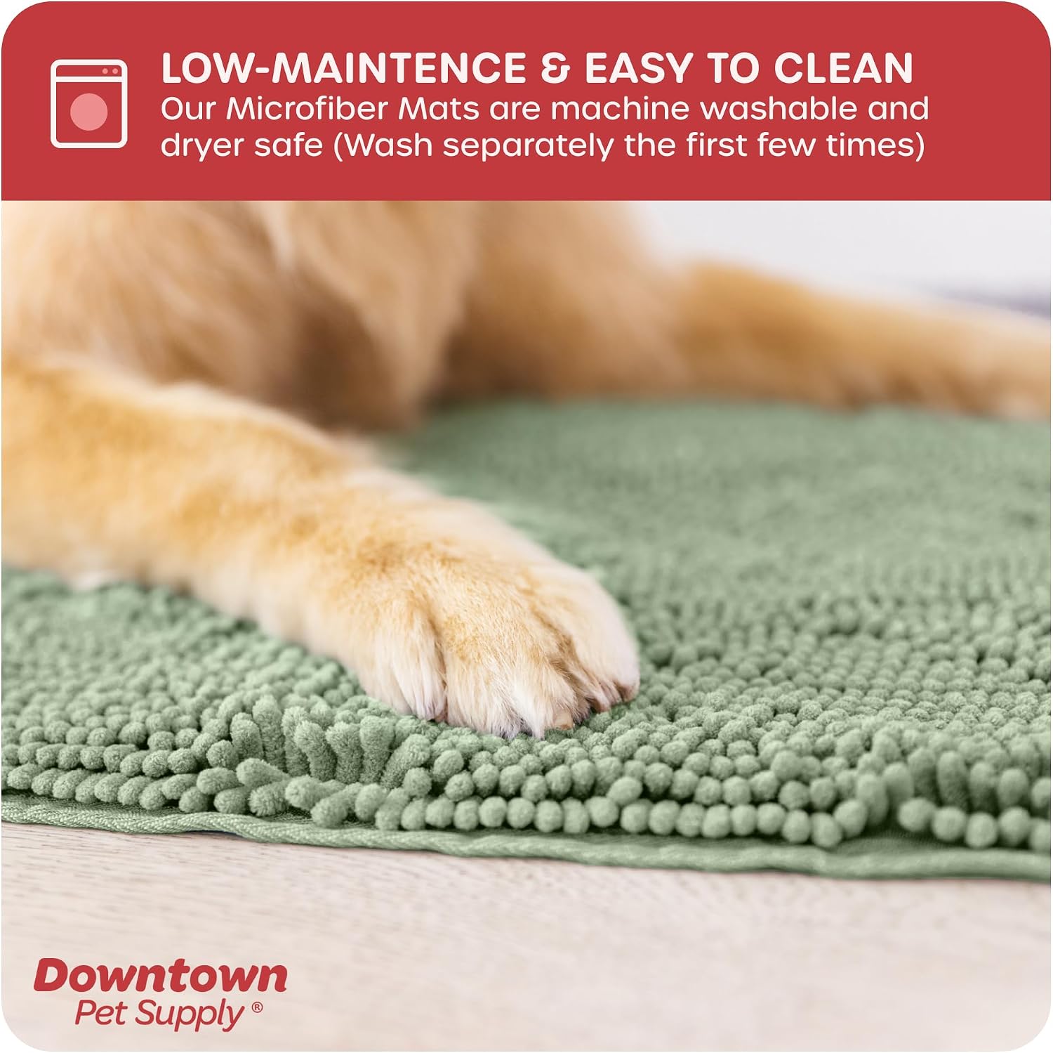 Dog Mud Mat, 31" x 20" Sage – Thick Microfiber Entry Rug for Snow, Mud & Salt – Absorbent, Quick-Dry, Washer-Safe & Non-Slip, Medium