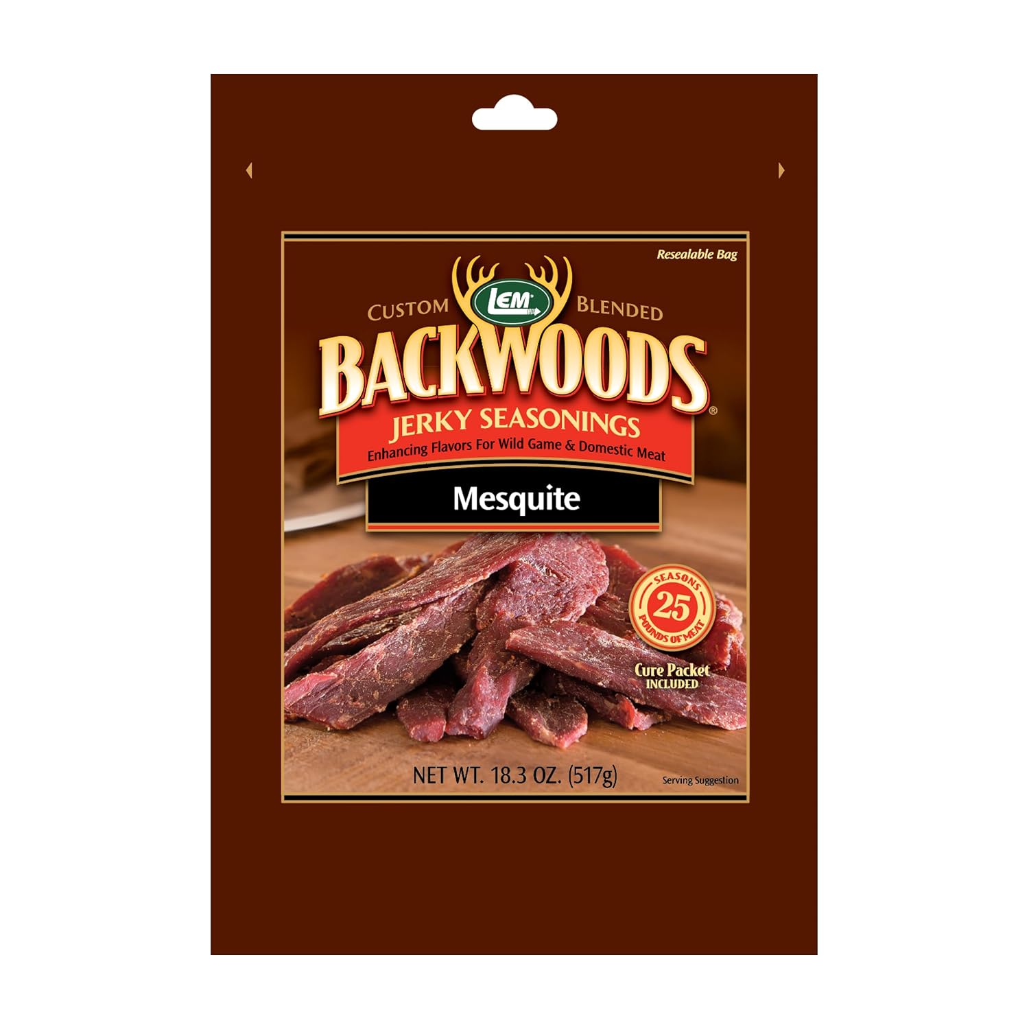 LEM Products Backwoods Mesquite Jerky Seasoning, Ideal for Wild Game and Domestic Meat, Seasons Up to 25 Pounds of Meat