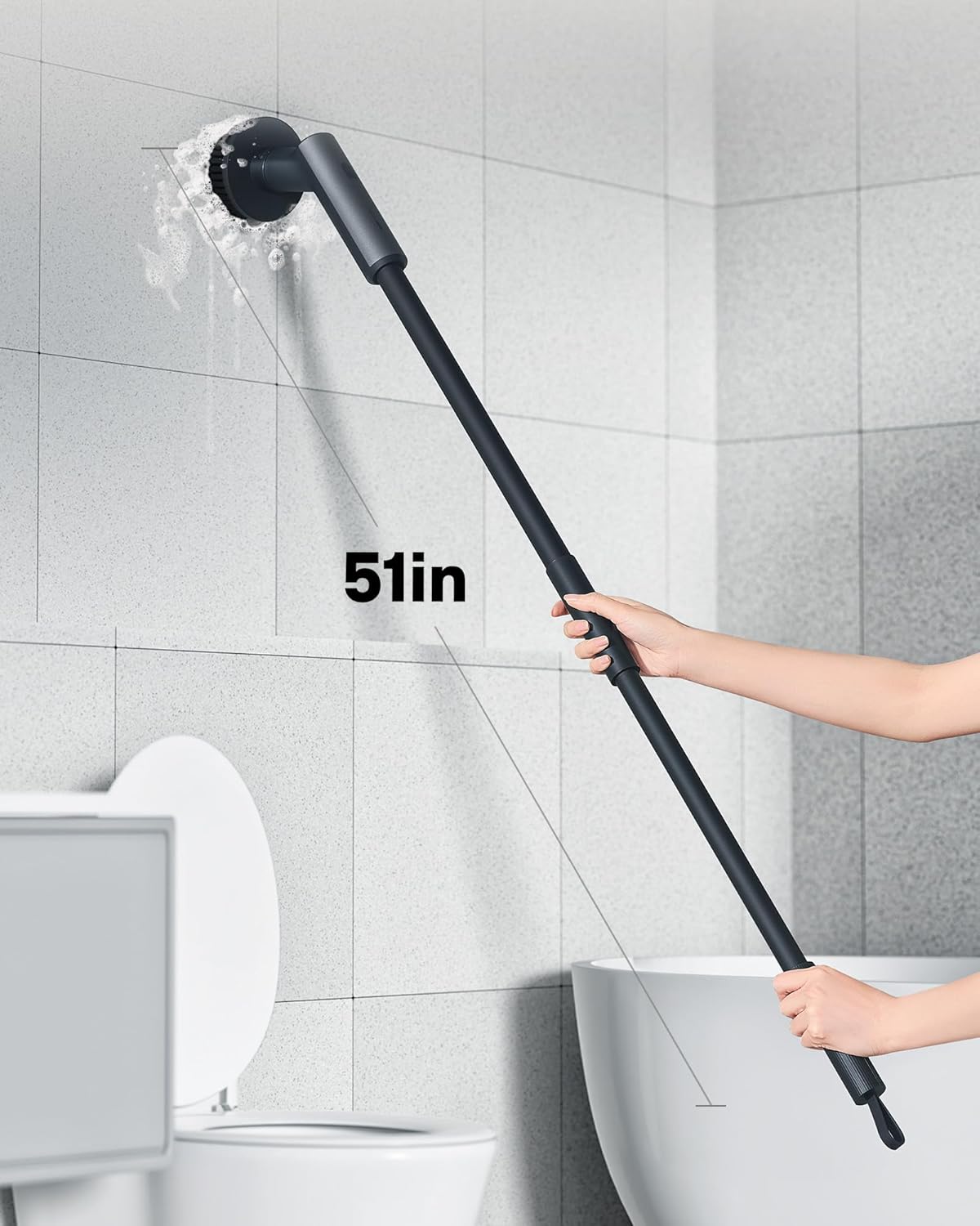 HOTO Cordless Electric Spin Scrubber, 6 Brush Heads, for Bathroom, Tile | IPX7 Full Body Waterproof Bathroom Cleaning Brush, Max 22 in-lb
