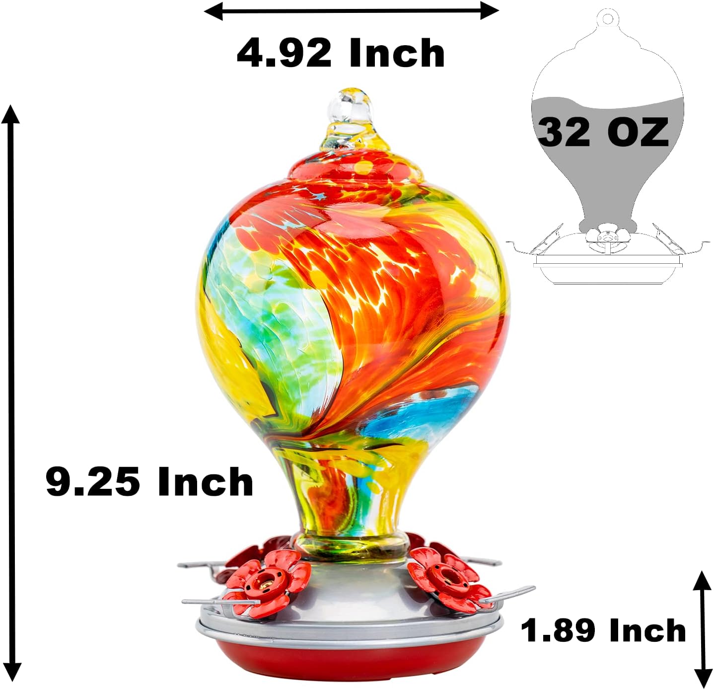 Muse Garden 32OZ Humming Bird Feeder Ant Moat,Gifts for Bird Lover,Gardening Backyard Decor Hummingbird Nectar Capacity,Nebula