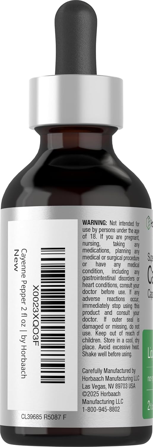 Horbaach Cayenne Pepper Drops | 2 fl oz | Liquid Extract Supplement