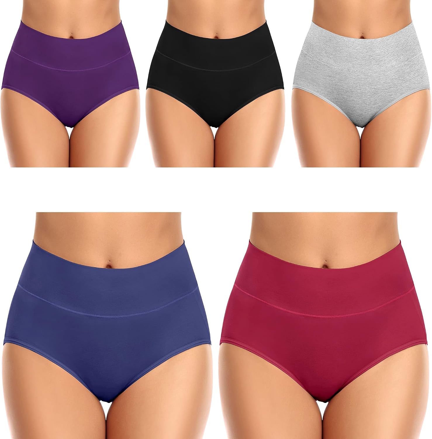 Womens Tummy Control Underwear Cotton High Waisted Full Briefs