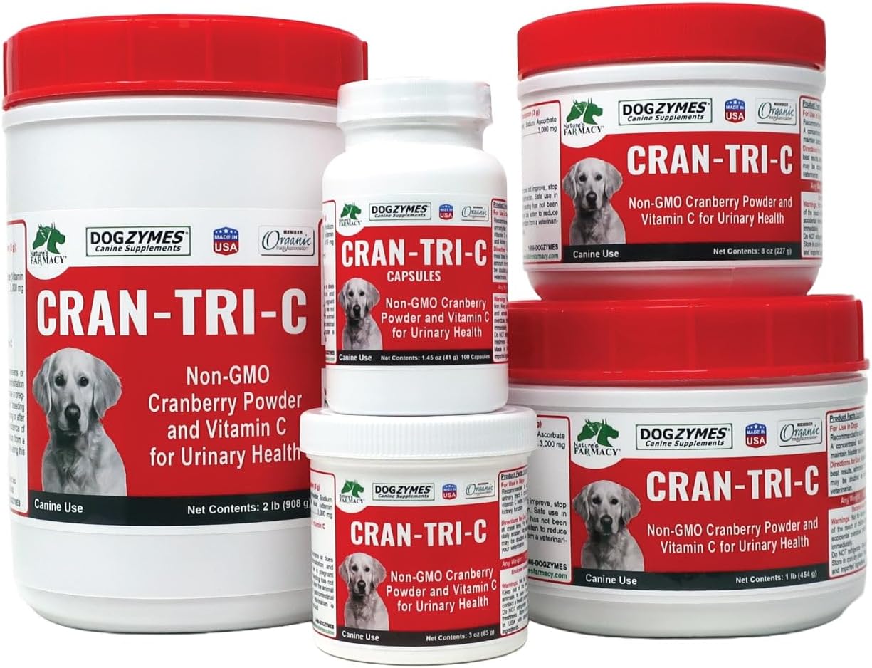 Dogzymes Cran Tri C Urinary Tract Support, Vitamin C Blend, 1418mg per Teaspoon (1 Pound)