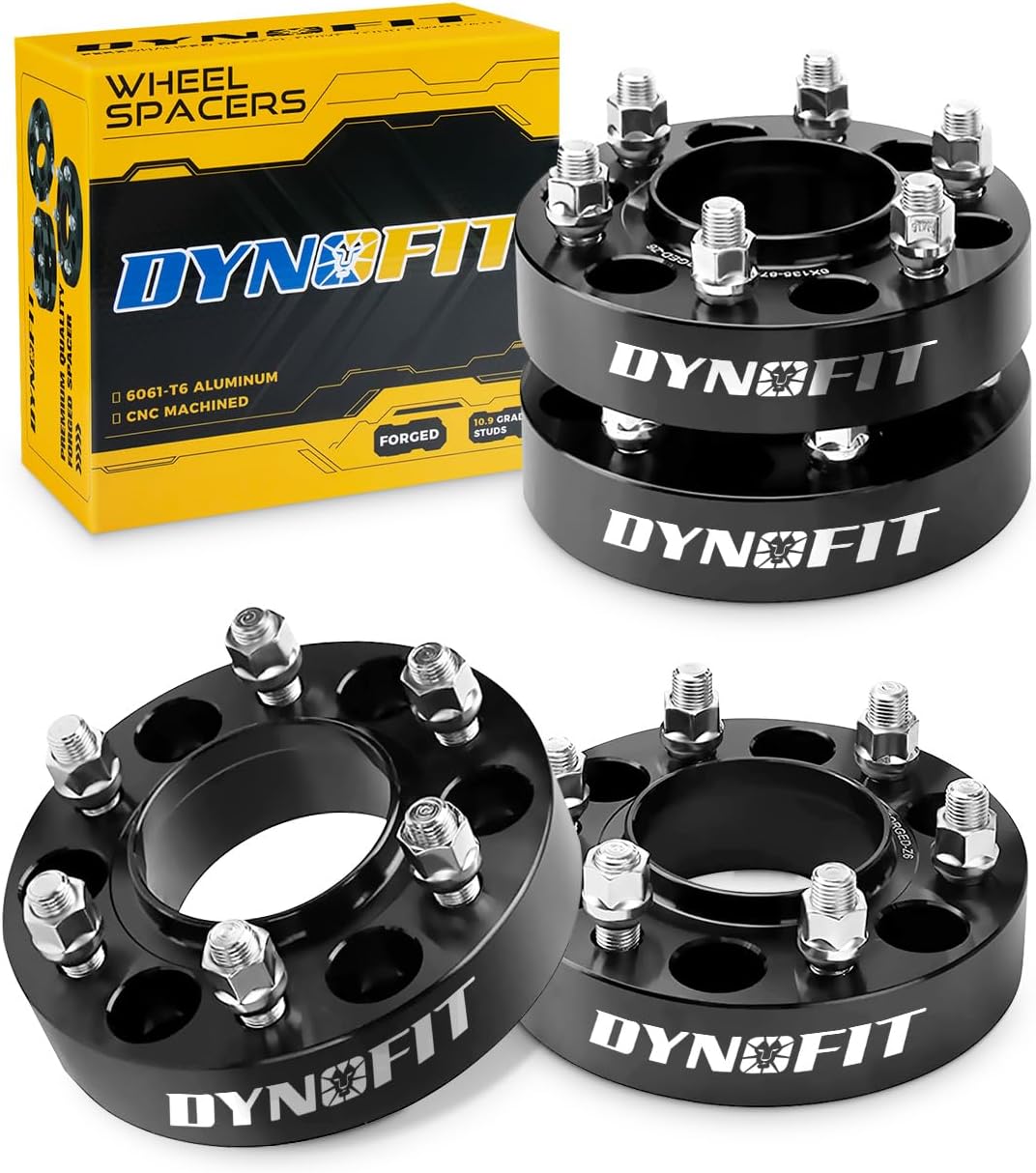 Dynofit 1.5in 6x135 Hub-Centric Wheel Spacers for F150, 87.1mm Hub Bore, M14x1.5 Thread, Forged 6-Lug Wheel Adapters for 2015-2026 Ford F-150