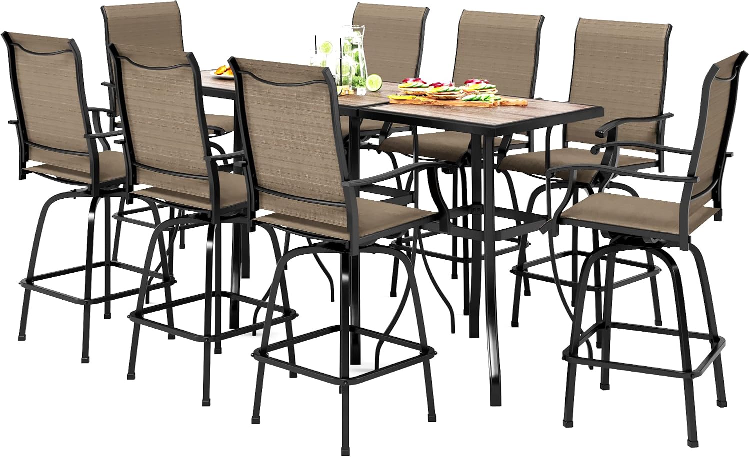 PHI VILLA Bar Height Patio Table and Chairs Set for 2