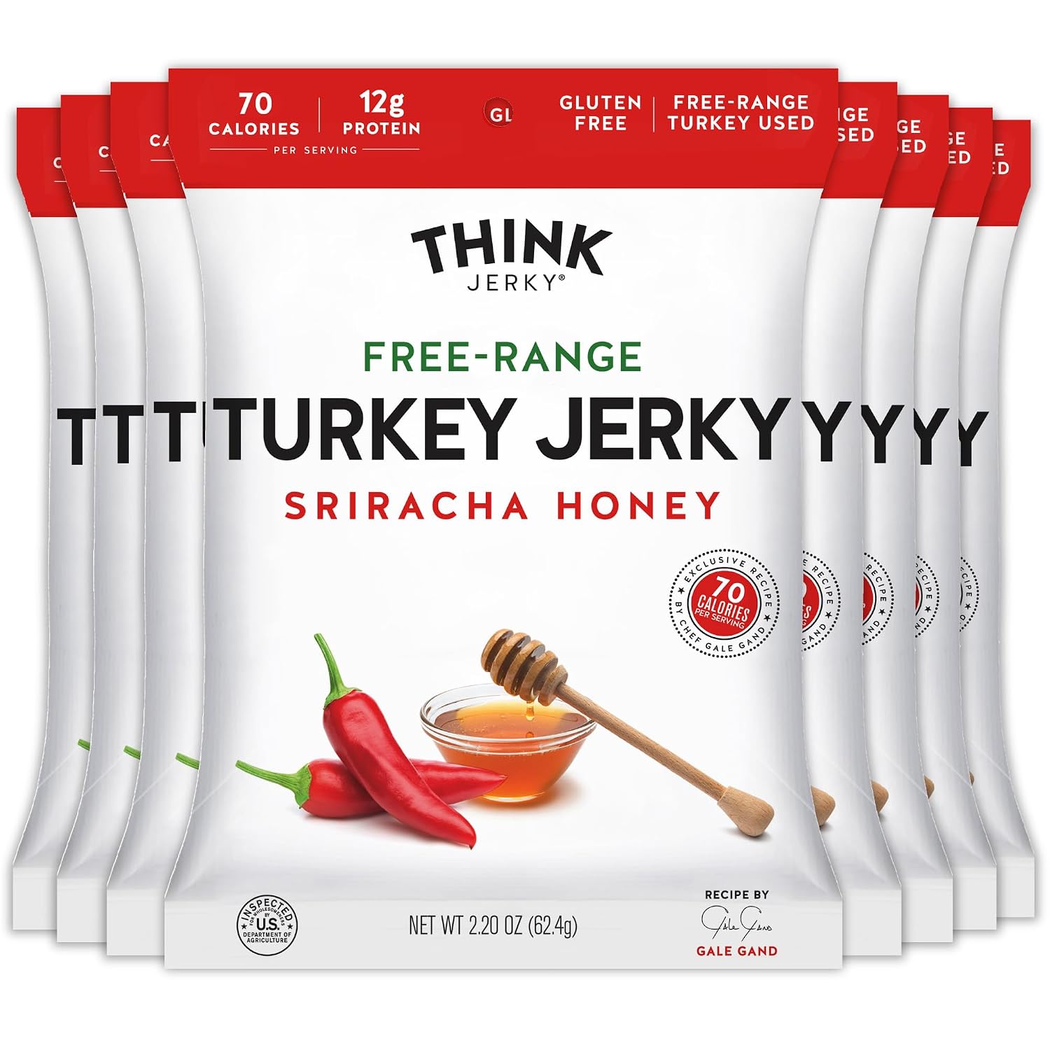 Think Jerky Sesame Teriyaki Beef Jerky, Grass-Fed High Protein Beef Jerky, Gluten Free, No Antibiotics or Nitrates, Healthy Chef Crafted Recipe, Low Calorie and Low Fat - 2.2 oz Bags, 4 Pack