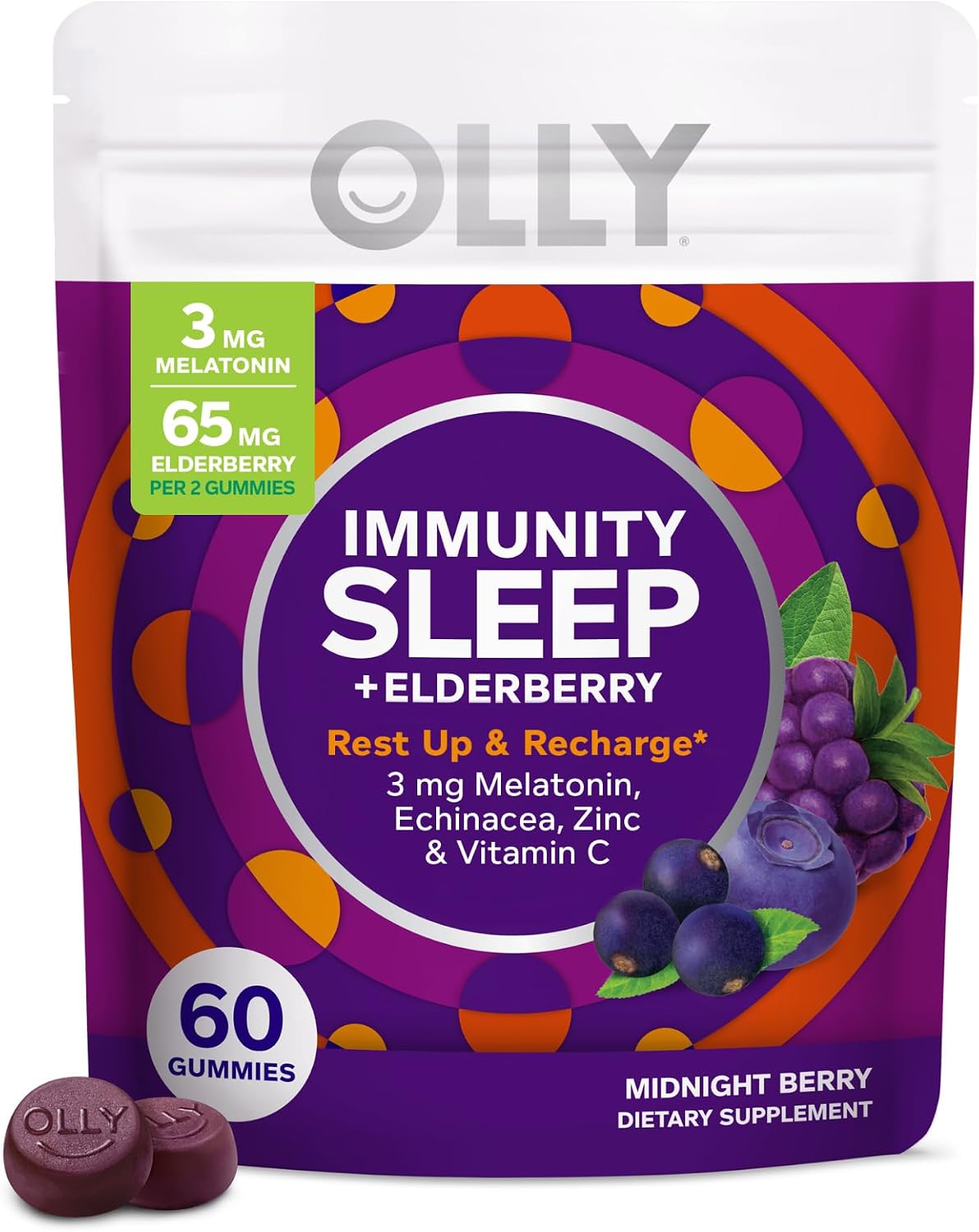 OLLY Immunity Sleep + Elderberry Gummies, Immune & Sleep Support*- 36 Count