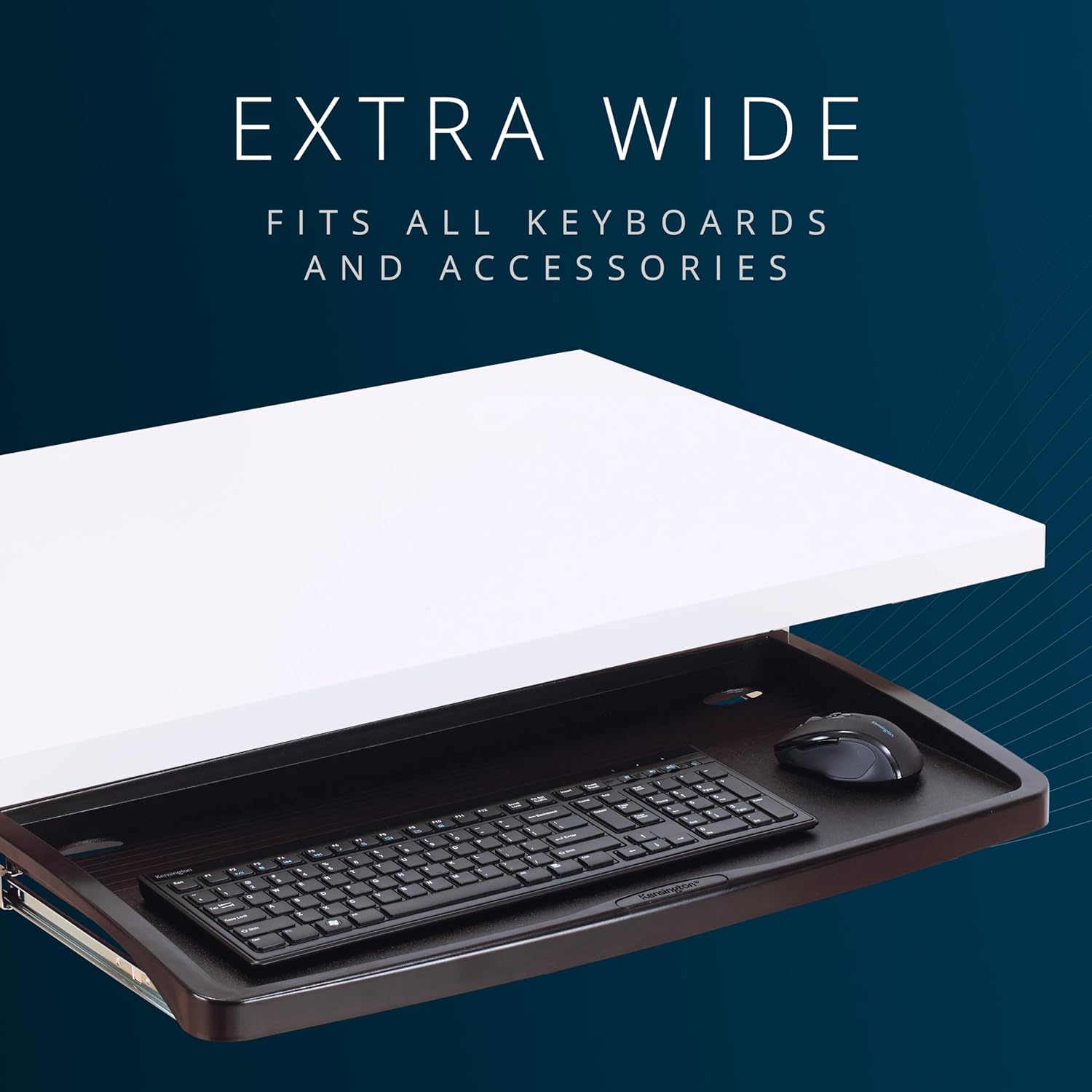 Kensington Keyboard Tray Under Desk, SmartFit Ergonomic Slide-Out Keyboard Drawer with Cable Management, Extra-Wide Height Adjustable Keyboard Holder