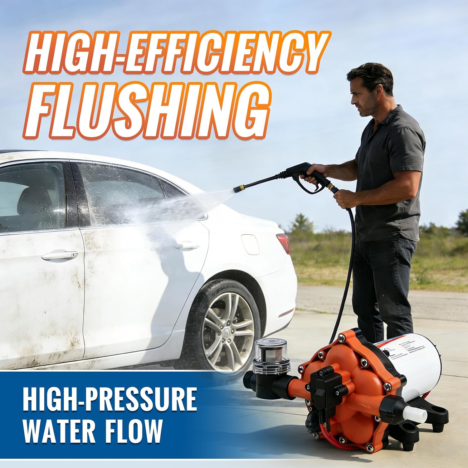 YOUNGTREE 55-Series 110V AC Fresh Water Diaphragm Pump 7GPM 70PSI 110volt 5-Chamber Water Pressure Washdown Pump On Demand with Pressure Switch for Irrigating, Home, Sprinkler, RV, Marine