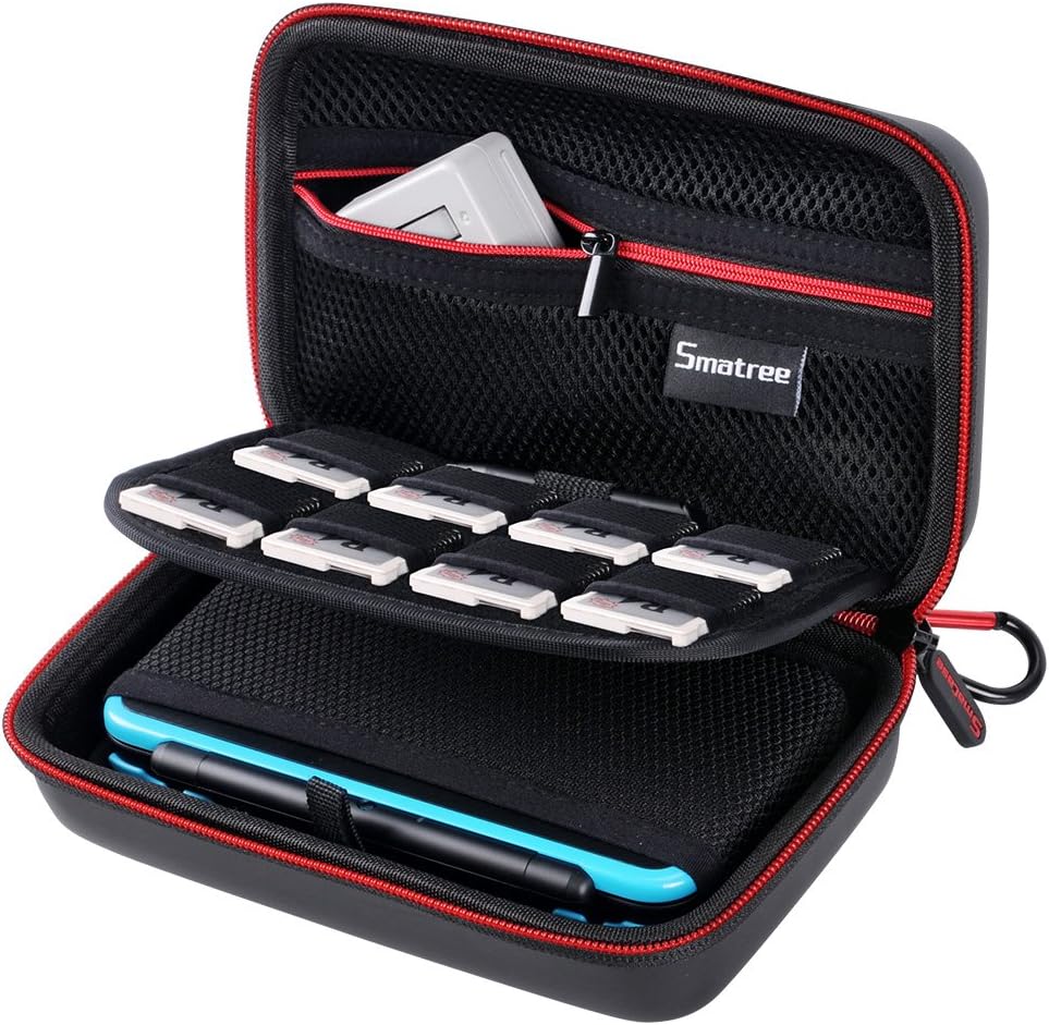 Smatree Carrying Case for Nintendo 3DS XL/2DS XL | Hard Protective Shell Travel Case for Nintendo New 3DS - Super NES Edition-Black/Red
