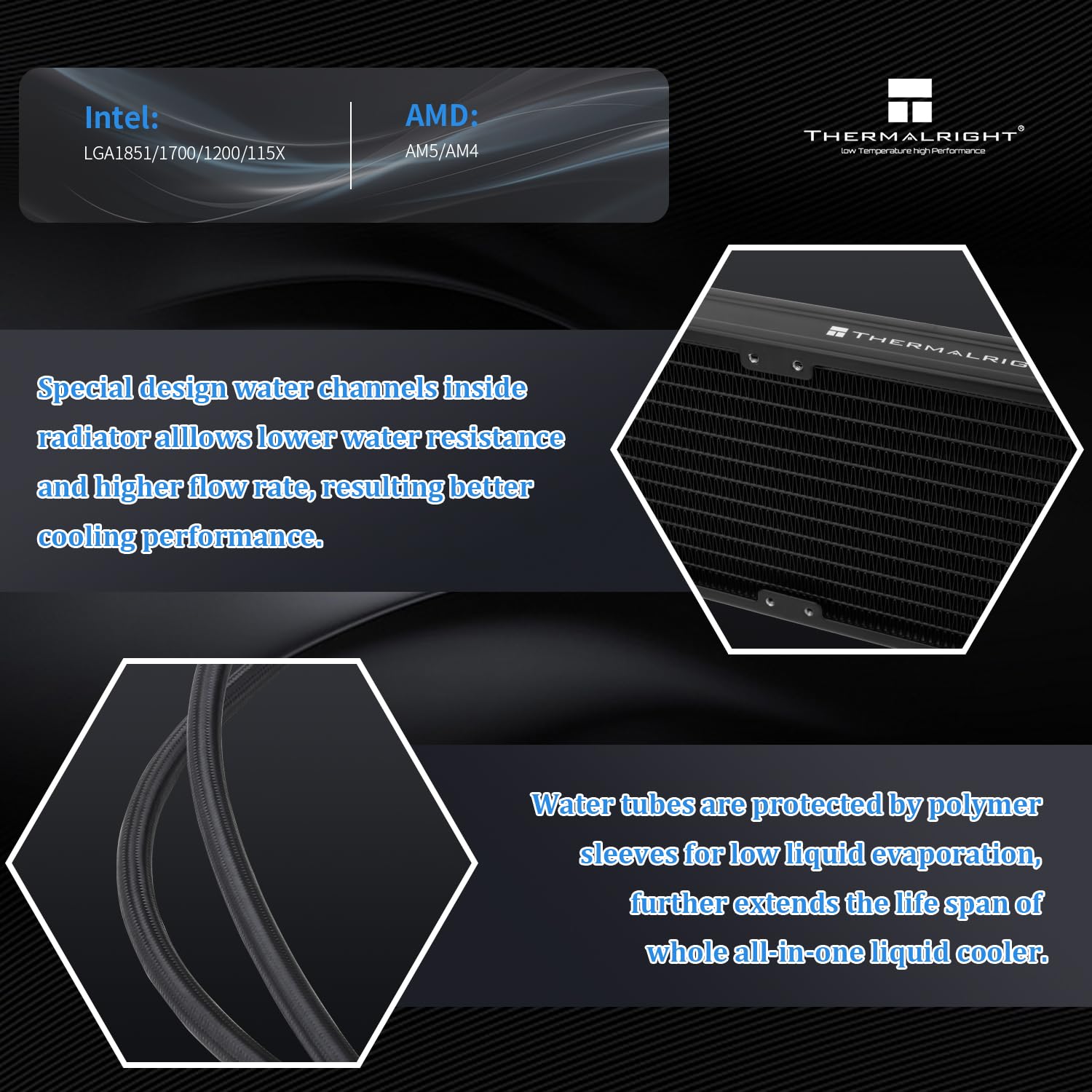 Thermalright Aqua Elite 360 ARGB Liquid CPU Cooler, 360 AIO Cooling Row Size, 3 x 120mm PWM Fans, Computer CPU Cooler,for AMD:AM4/AM5, Intel LGA1851/1150/1151/1200/1700