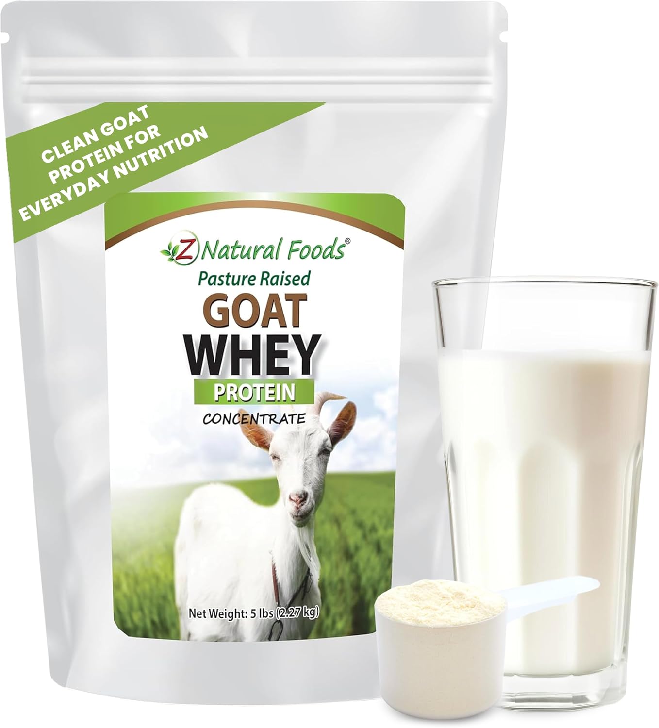 Z Natural Foods Goat Whey Protein Powder Concentrate - Pasture Raised, 1 lb