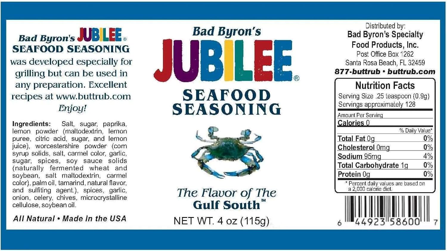 Bad Byron’s Jubilee® Seafood Seasoning – 4 oz | Bold Gulf Coast Flavor | Perfect for Shrimp, Fish, Crab & More | All-Purpose Cajun-Style Blend