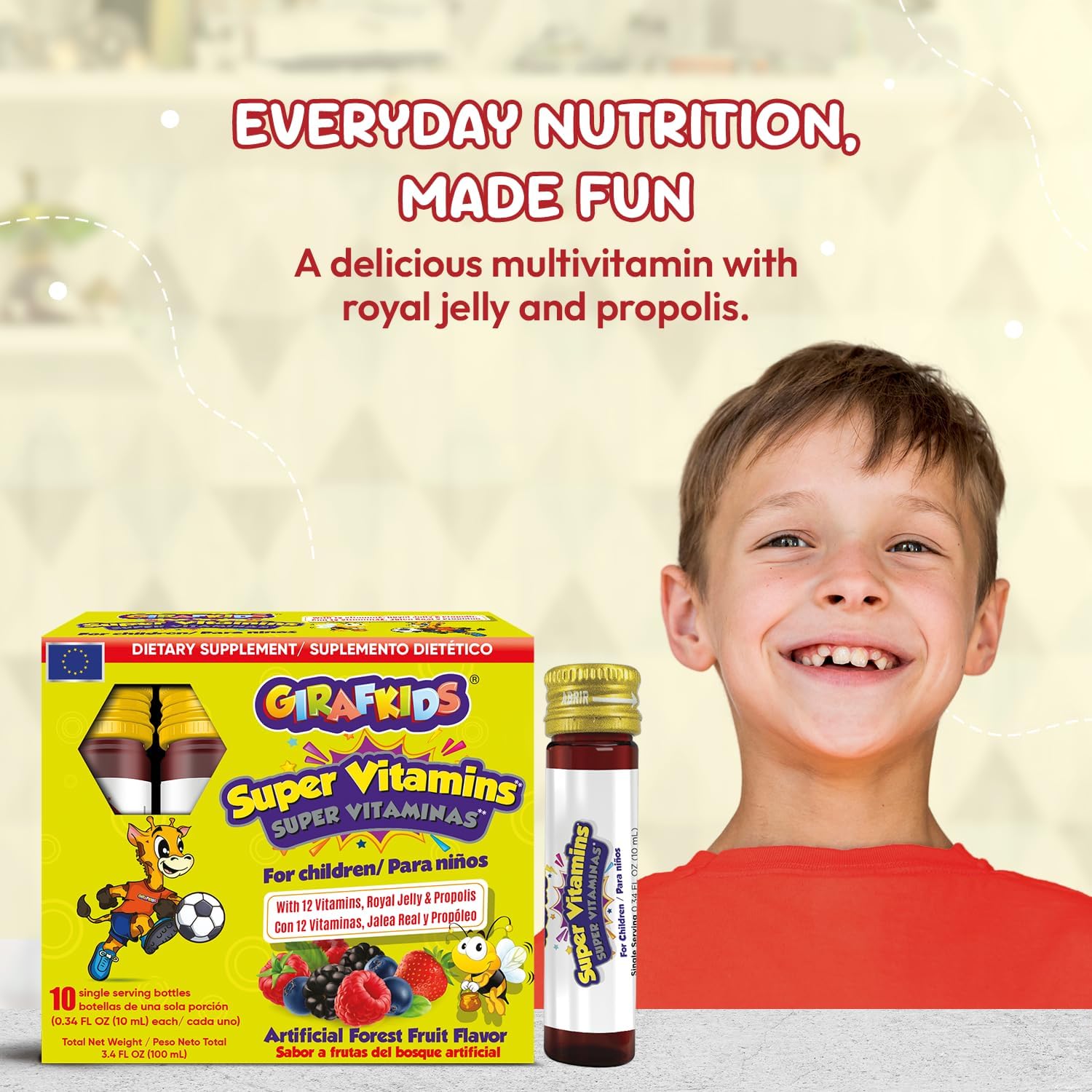 GirafKids Liquid Multivitamin for Kids with B Complex, 8 Fl Oz, Ages 4+