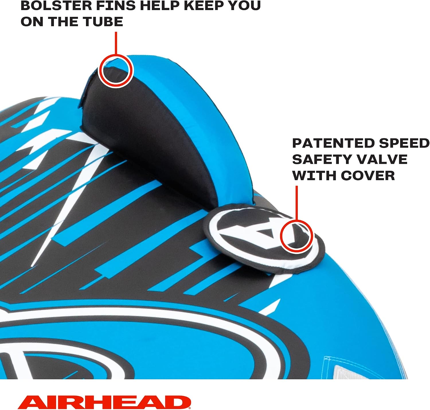 Airhead G-Force Towable Tube for Boating, 1-4 Rider Inflatable Boat Tube for Water Tubing, Heavy Duty Full Nylon Cover, Stabilizer Fins with Neoprene Knuckle Guards, Speed Safety Valve