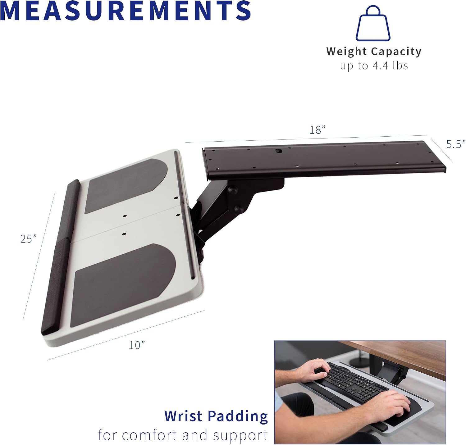 VIVO Adjustable Computer Keyboard and Mouse Platform Tray, Ergonomic Under Table Desk Mount Drawer