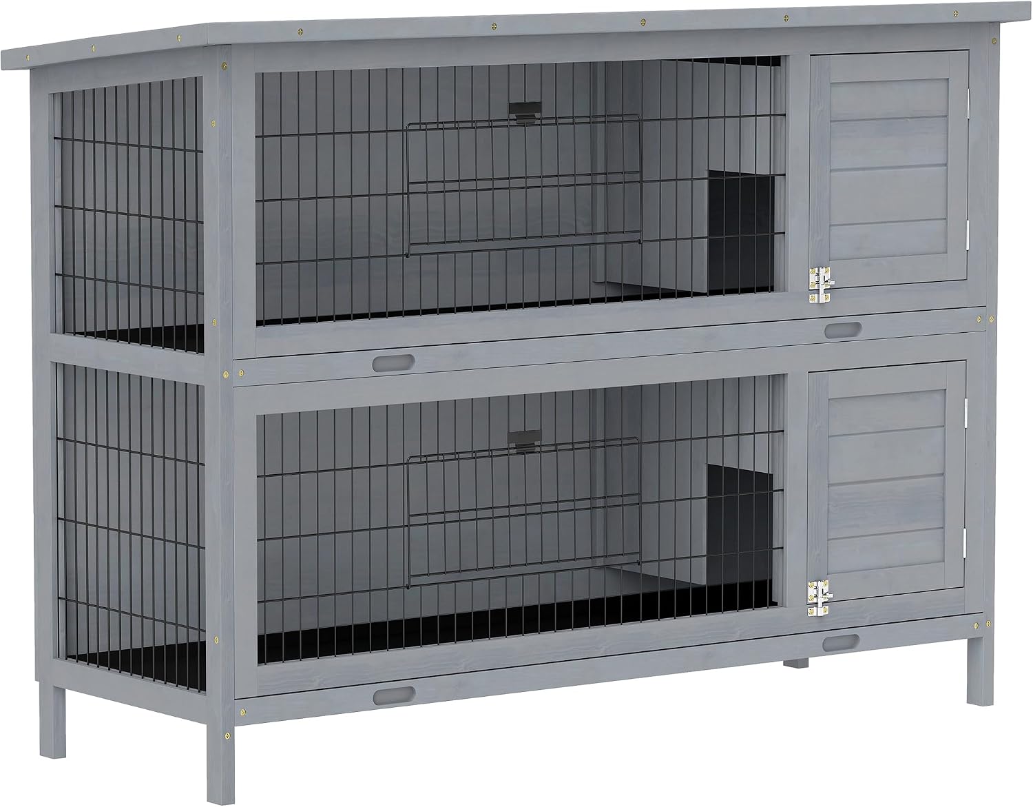 PawHut 54" 2-Story Large Rabbit Hutch Bunny Cage Wooden Pet House Small Animal Habitat with Lockable Doors, No Leak Tray and waterproof Roof for Outdoor/Indoor Orange | Wooden Pet House, Small Animal Habitat, No Leak Tray, Waterproof Roof, for Chickens D…