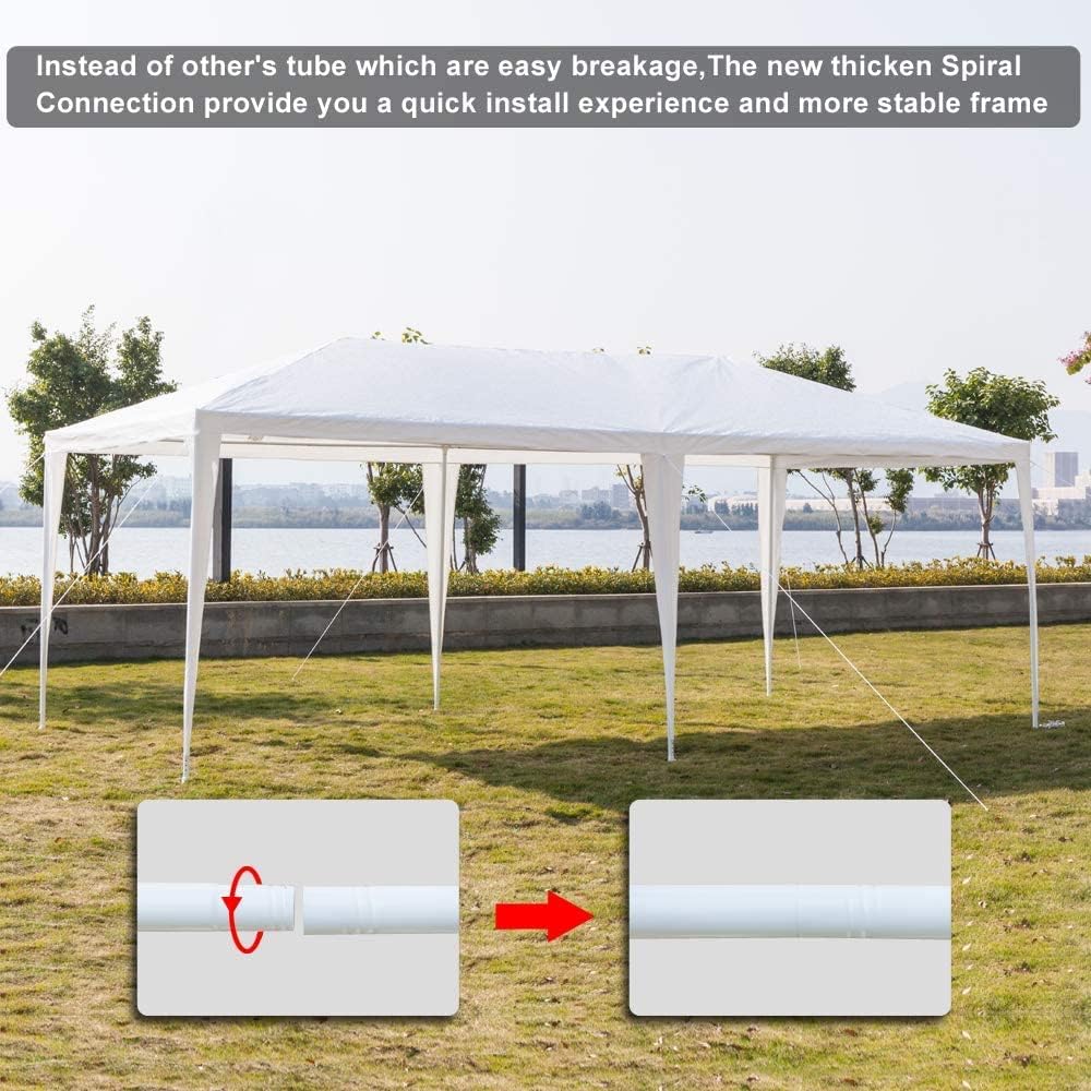 10' x 20' Outdoor Gazebo Canopy Waterproof Party Tent Wedding Canopy with Removable Sidewalls & Brighter Church Windows