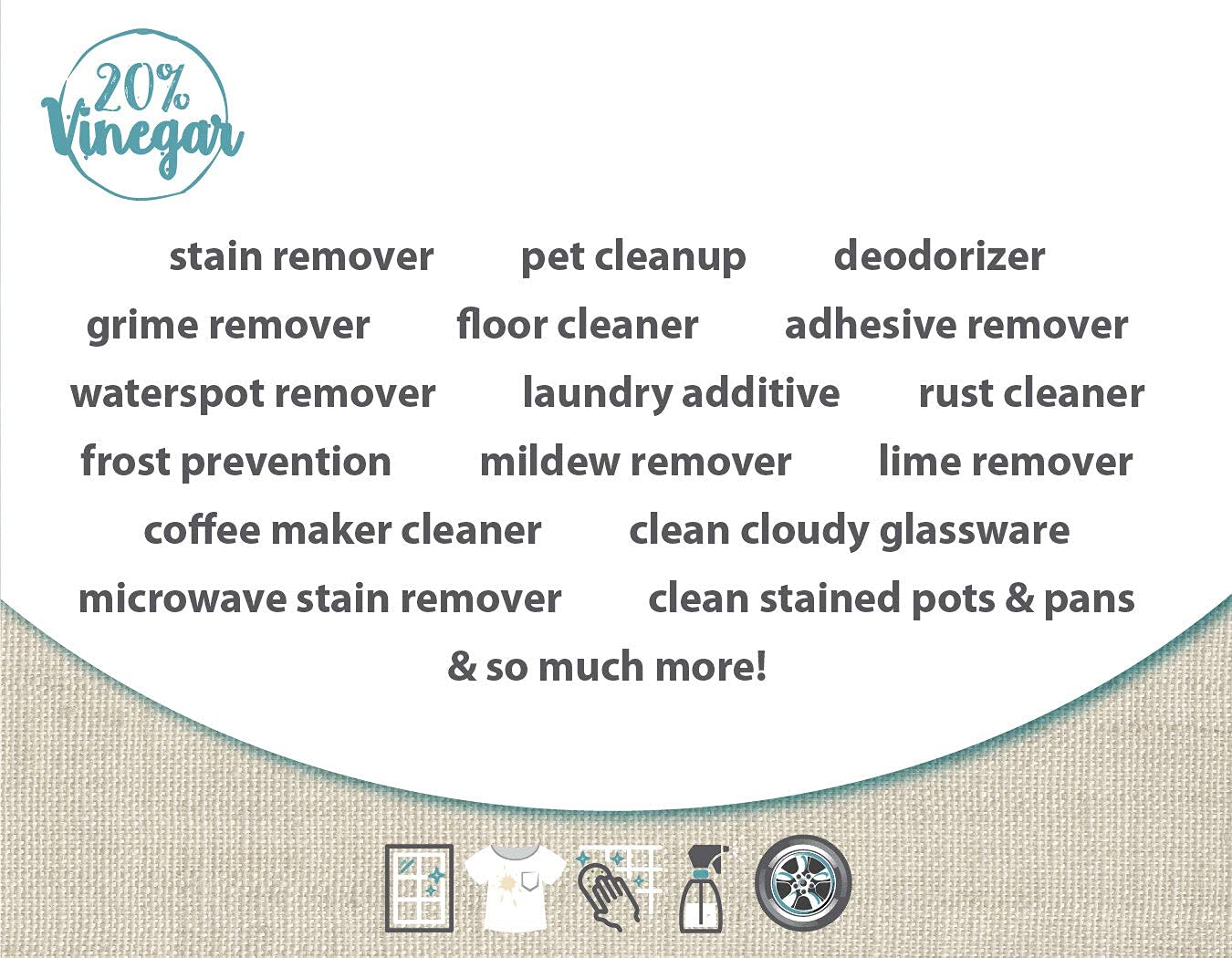 20% Professional Grade Concentrated Vinegar | Dilutes to 4 Gallons of Multipurpose Cleaning Vinegar | 4x Power Vinegar | Hundred's of Industrial &