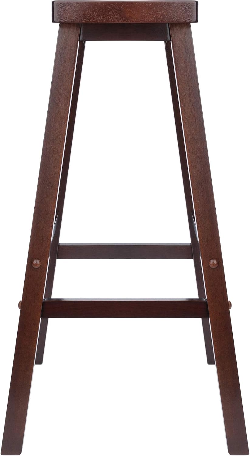 Winsome Satori Saddle Seat Counter Stool, Walnut, 24" | Classic Backless Bar Chairs for Kitchen & Dining Room Seating, Timeless Essential Furniture for Home, Dorm, Apartments