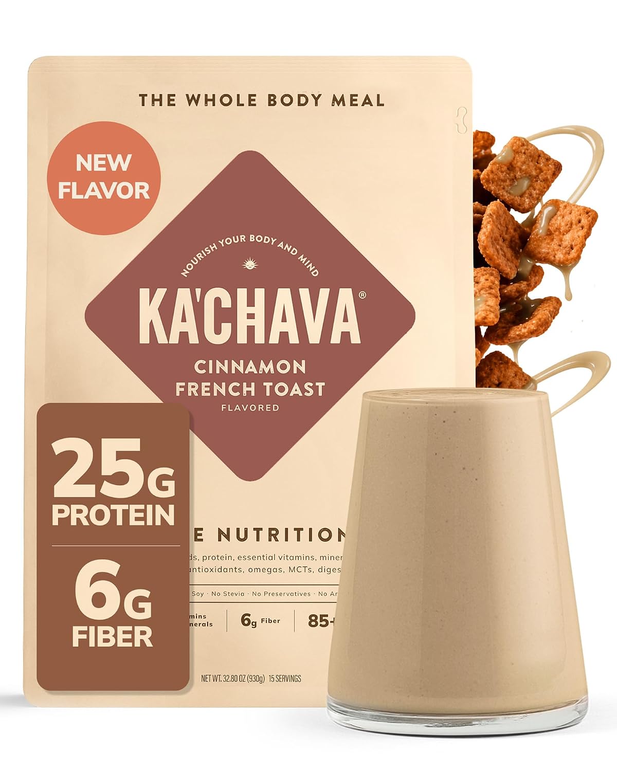 Ka’Chava Whole Body Meal Shake Chocolate 2 lb – Vegan Protein Powder with 85+ Superfoods & Greens – Plant-Based Meal Replacement with Probiotics & Digestive Enzymes – Gluten & Dairy Free (15 Servings)