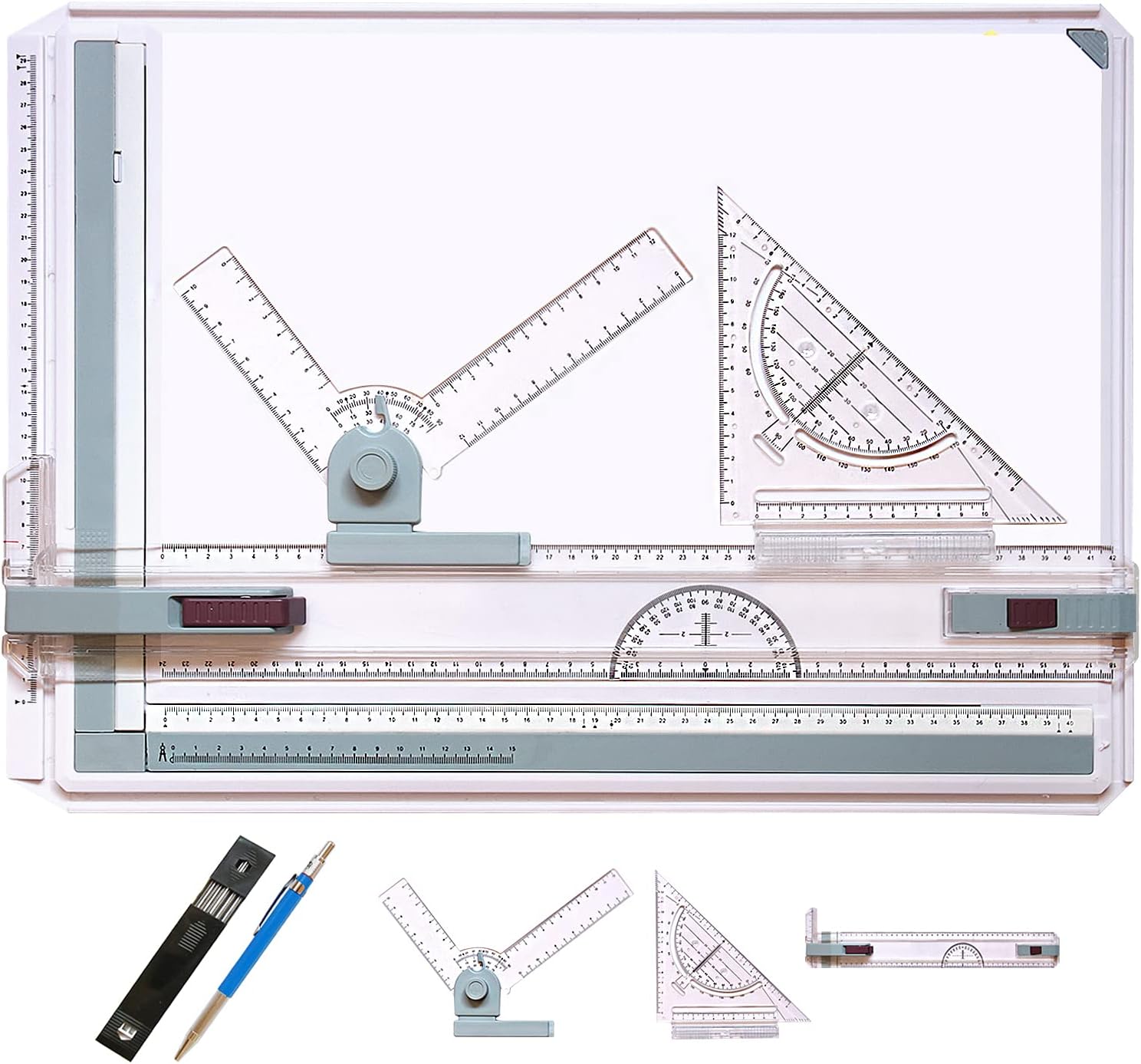 Frylr Inch A3 Drawing Board Drafting Table Multifunctional Drawing Board Table with Clear Rule Parallel Motion and Angle Adjustable Measuring System