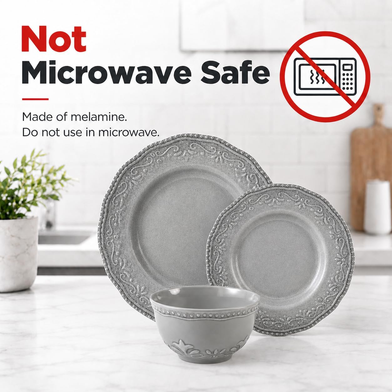TP 18-Piece Dinnerware Set, Melamine Dishes Set with Bowls and Plates, Service for 6, Non-breakable Lightweight Dining Tableware, Teal