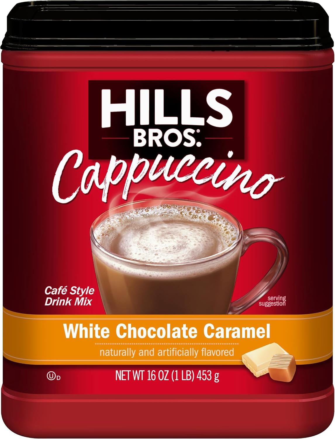 Hills Bros. Cappuccino Mix – Rich, Frothy Coffeehouse-Tasting Instant Drink Mix – Quick and Easy Preparation – Perfect for Hot & Iced Drinks & Creaming Coffee – Double Mocha, 1 Pack of 16oz