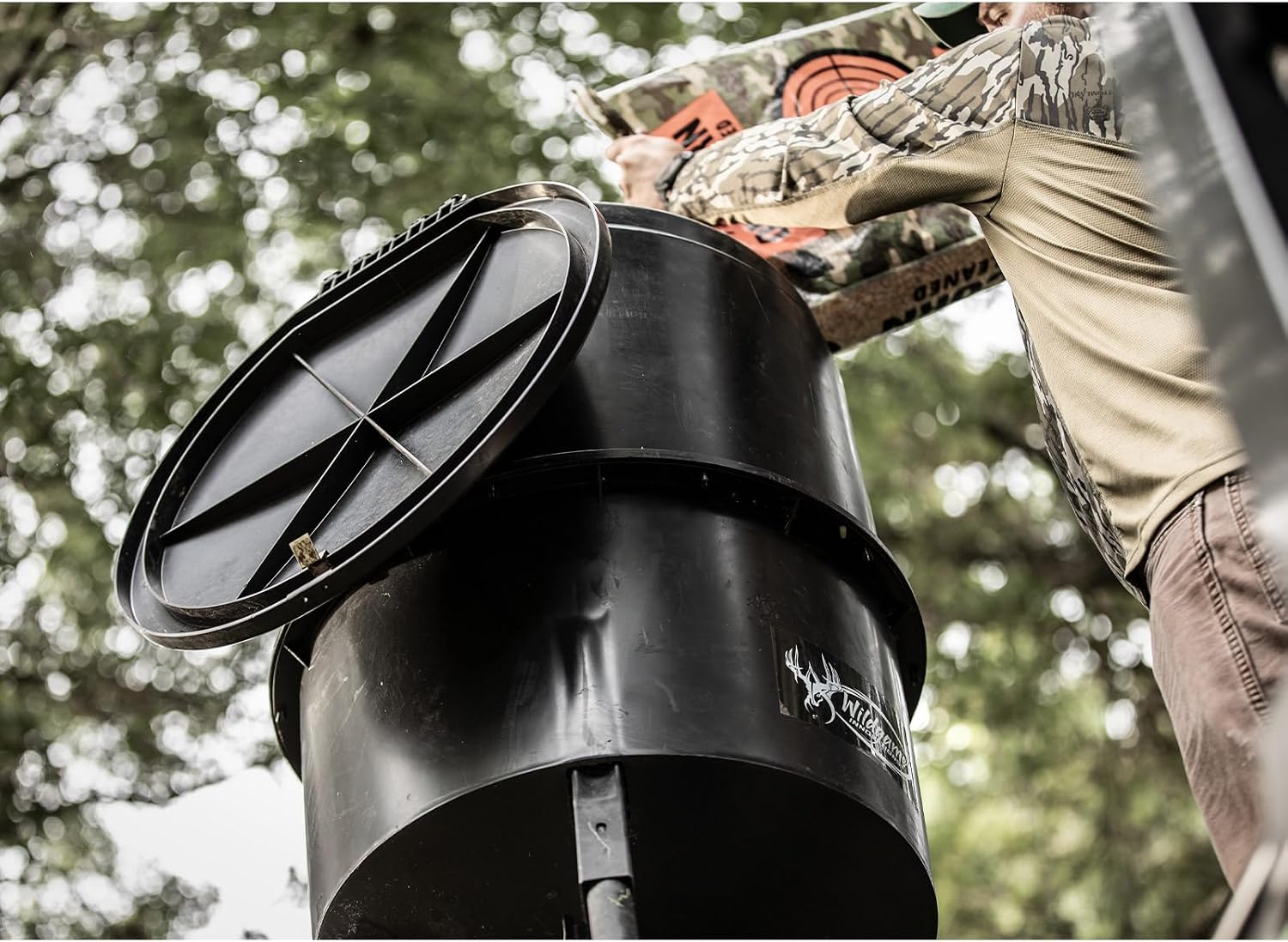 Wildgame Innovations Quick-Set 270 lb Game Feeder | Durable tripod Corn/Pellet hunting feeder, digital timer, 1-4 available feed times & 30-feet radius