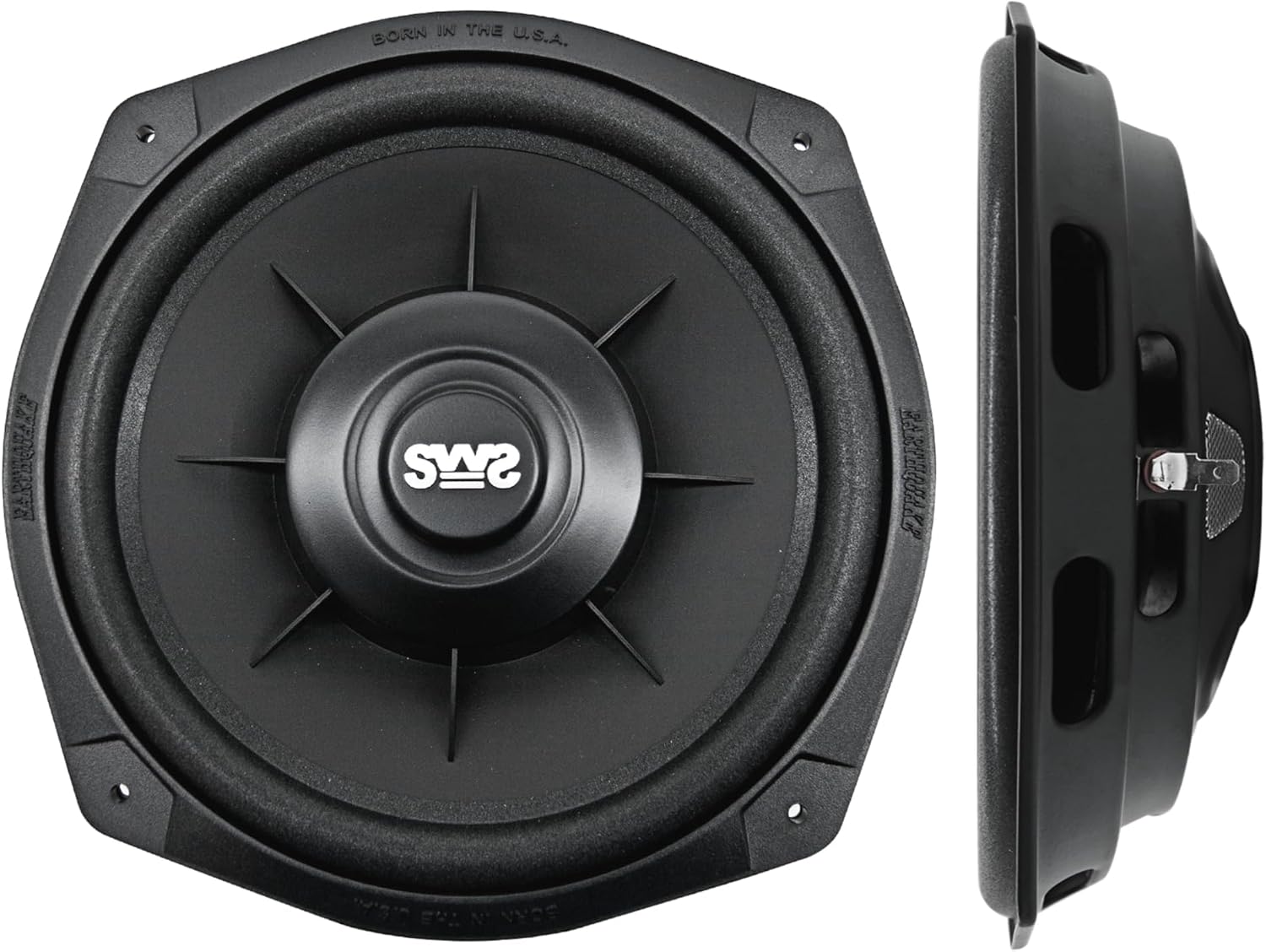 Earthquake Sound i82SWS 8-inch Shallow Woofer System Under-the-Seat Subwoofers with Gaskets, 2-Ohm (Pair)