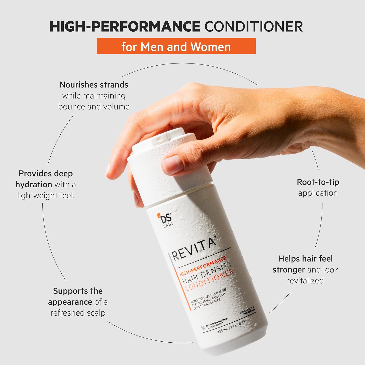 DS Labs Revita Hair Density Shampoo & Conditioner for Thinning Hair, 205 mL | Complete hair care routine powered by peptides, turmeric, caffeine & ginseng for healthier-looking, fuller-looking hair.
